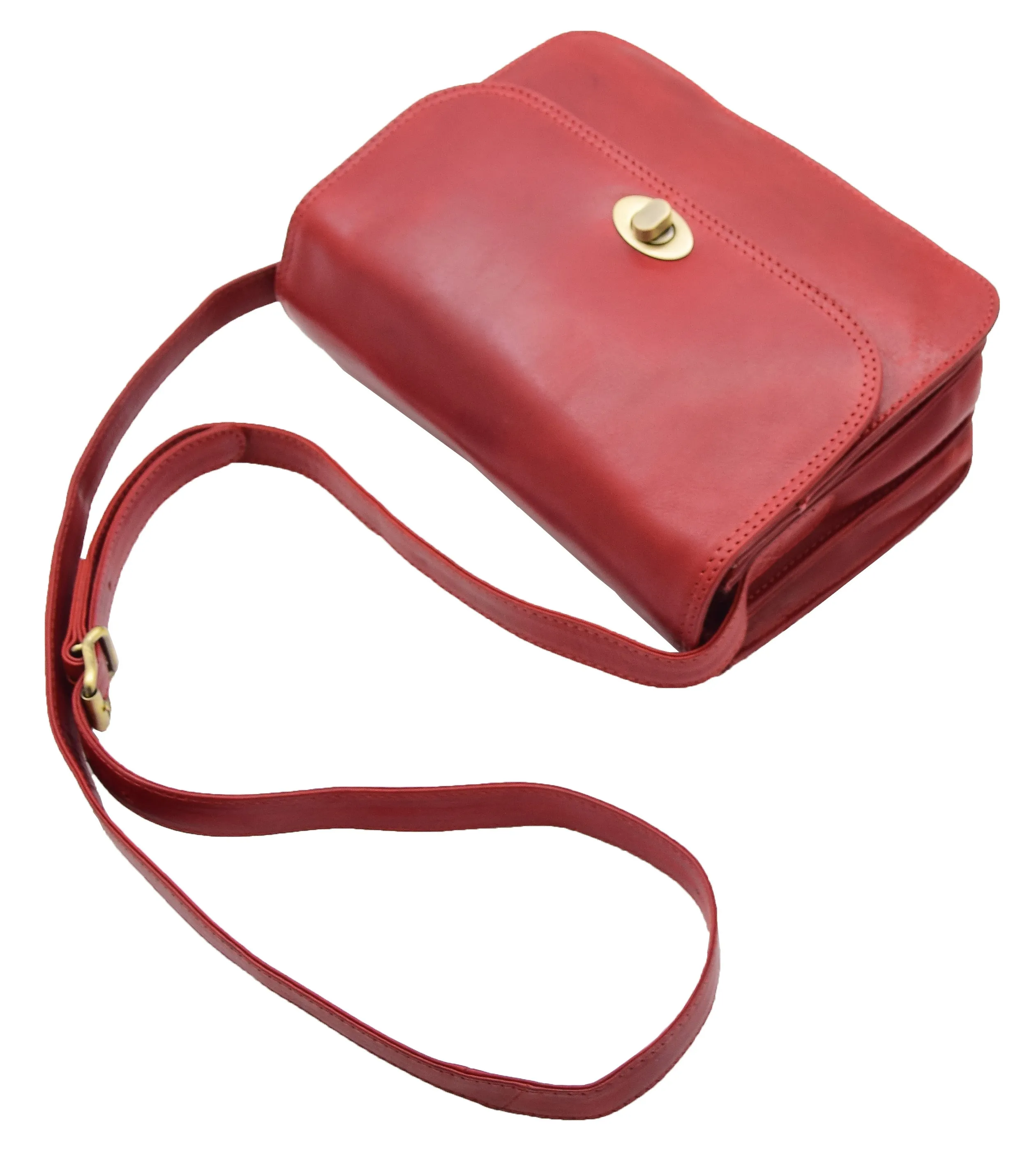 DR356 Women's Crossbody Bag Real Leather Messenger Bordo