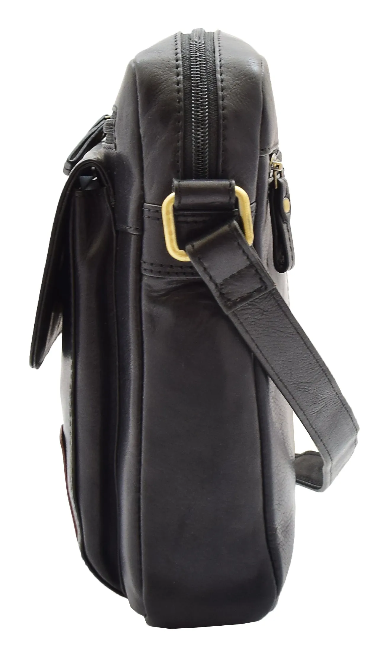 DR359 Men's Leather Cross Body Travel Organiser Bag Black