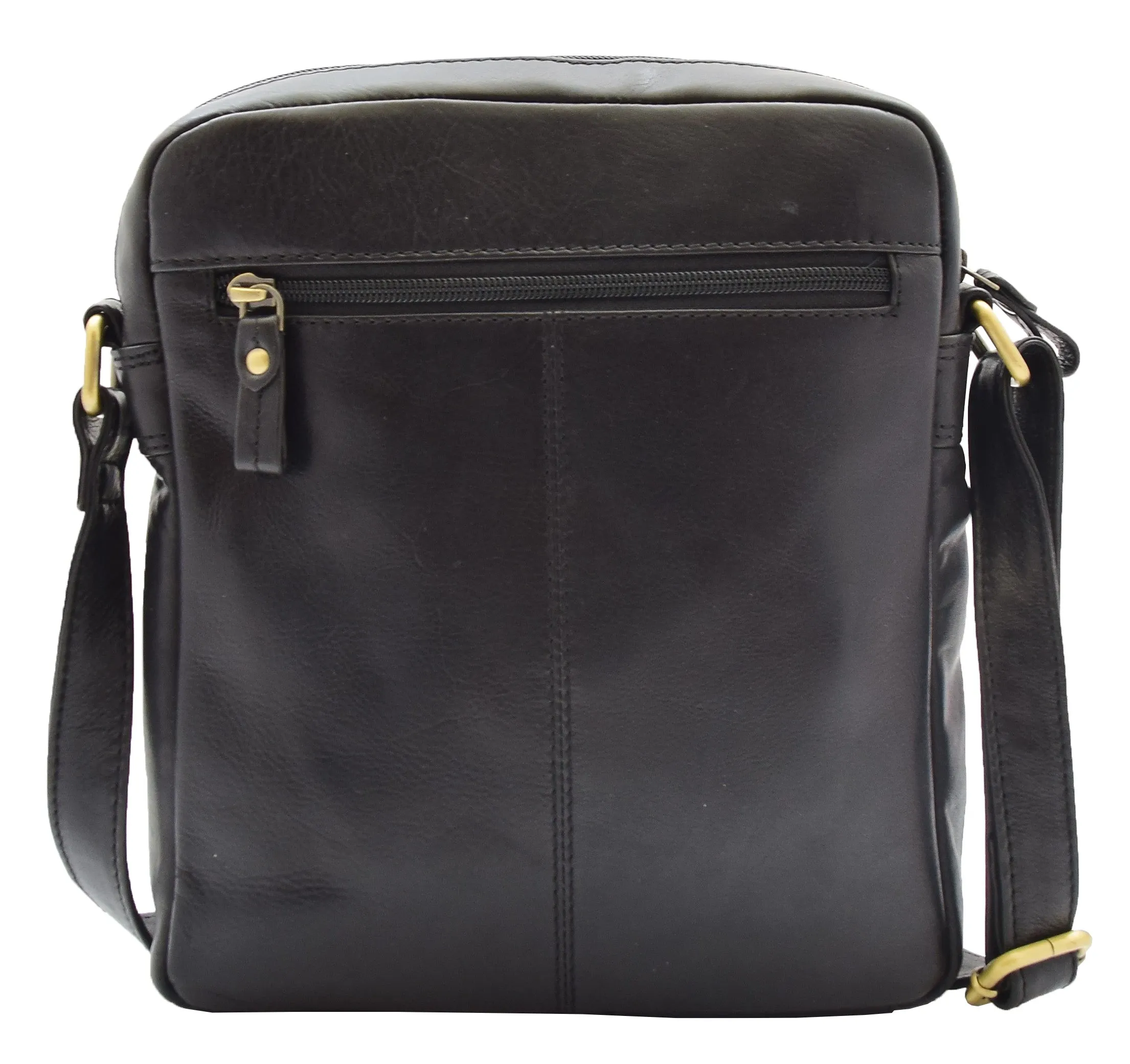 DR359 Men's Leather Cross Body Travel Organiser Bag Black