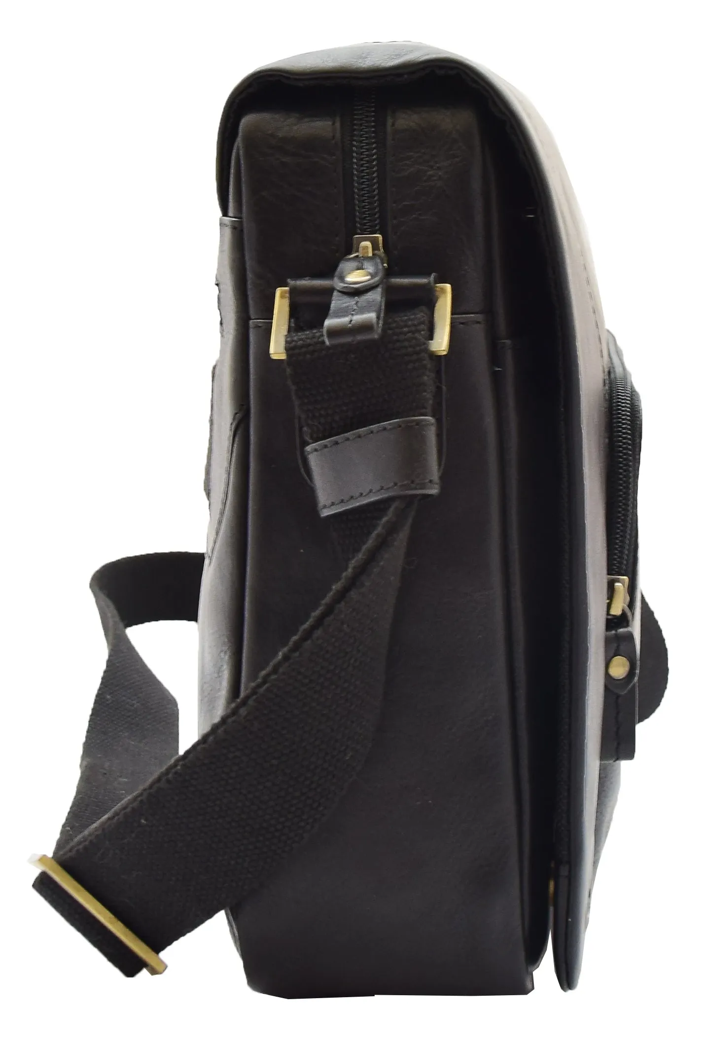 DR360 Men's Smart Casual Shoulder Leather Organiser Bag Black
