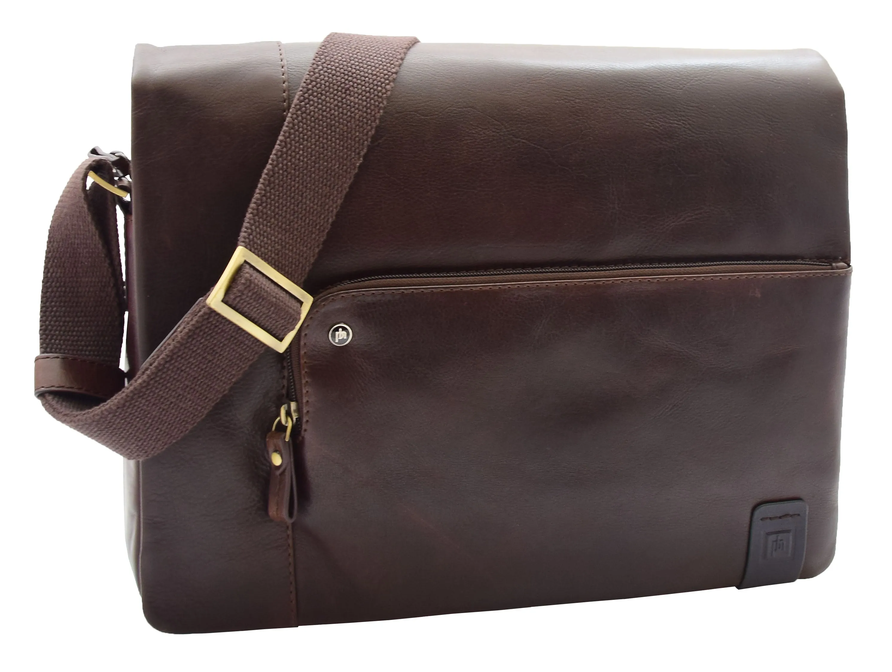 DR360 Men's Smart Casual Shoulder Leather Organiser Bag Brown