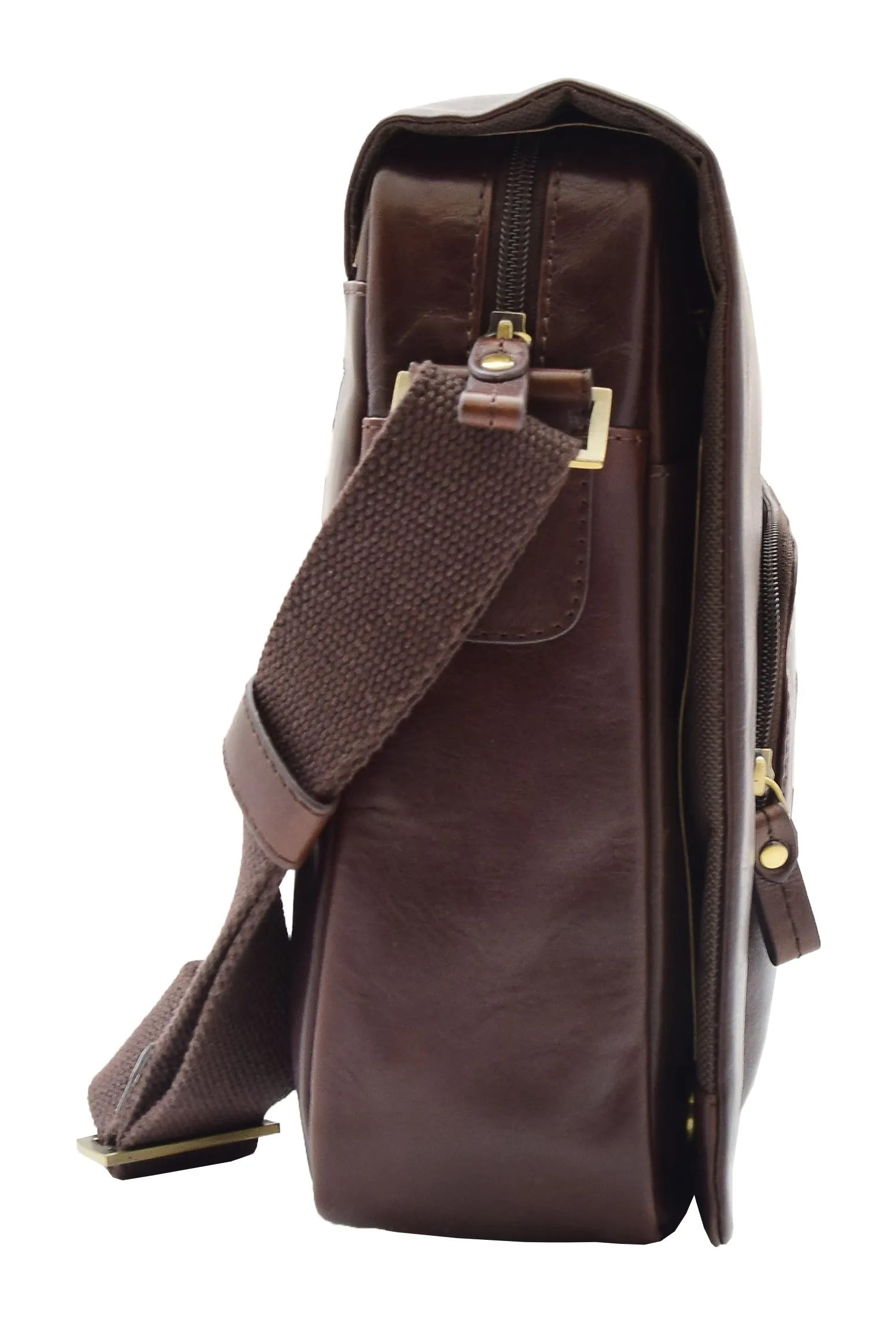 DR360 Men's Smart Casual Shoulder Leather Organiser Bag Brown