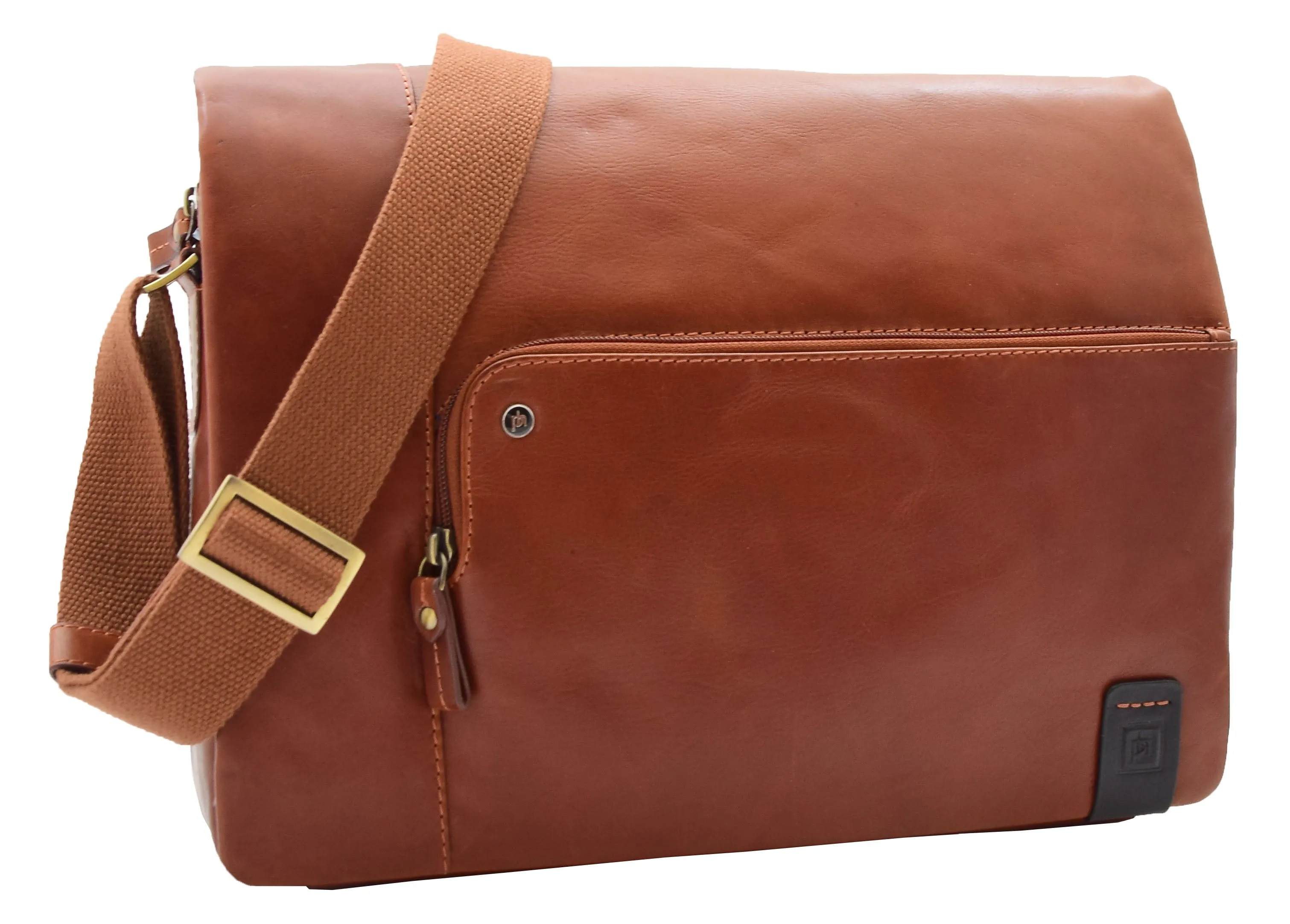DR360 Men's Smart Casual Shoulder Leather Organiser Bag Chestnut