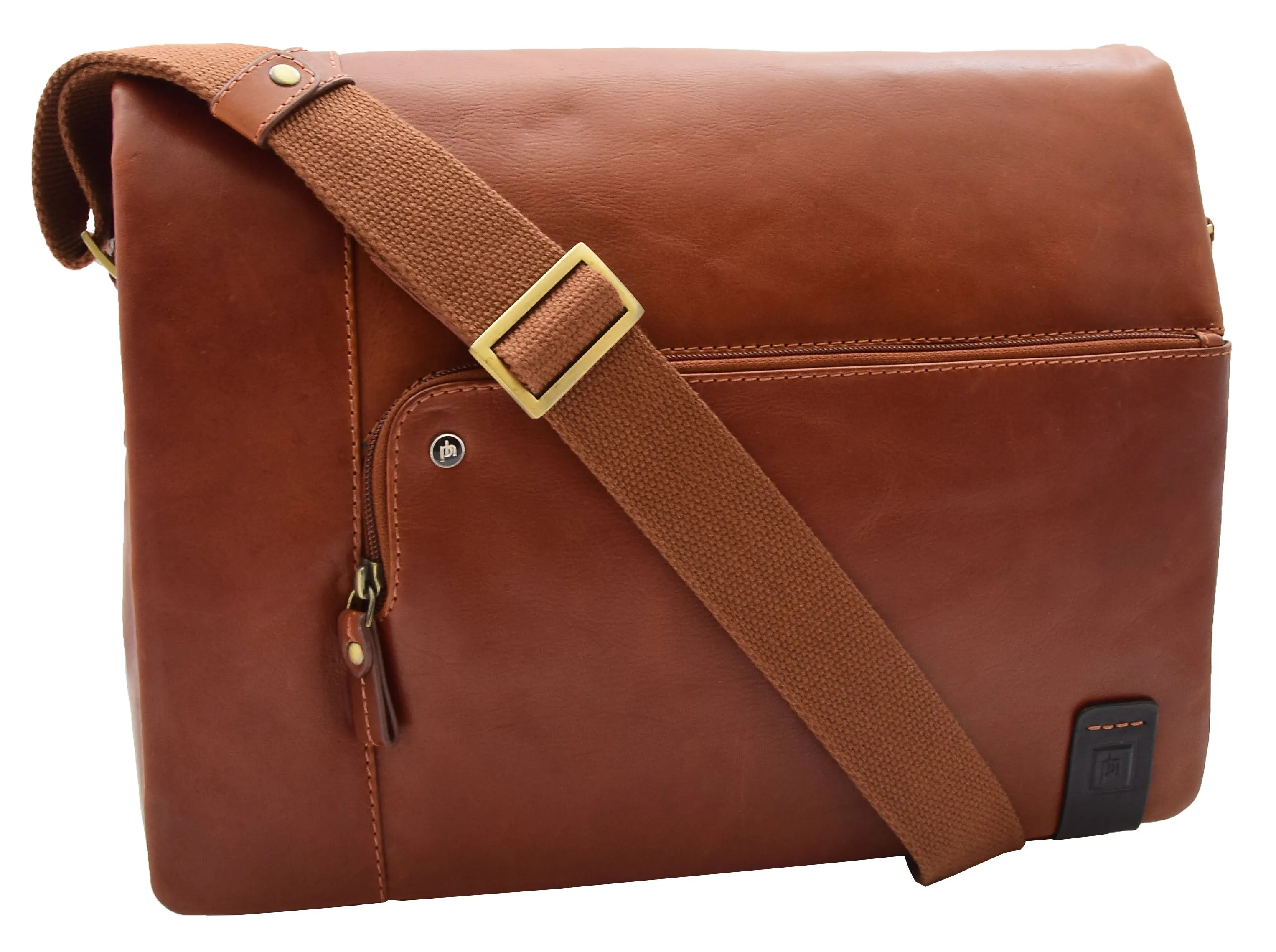 DR360 Men's Smart Casual Shoulder Leather Organiser Bag Chestnut