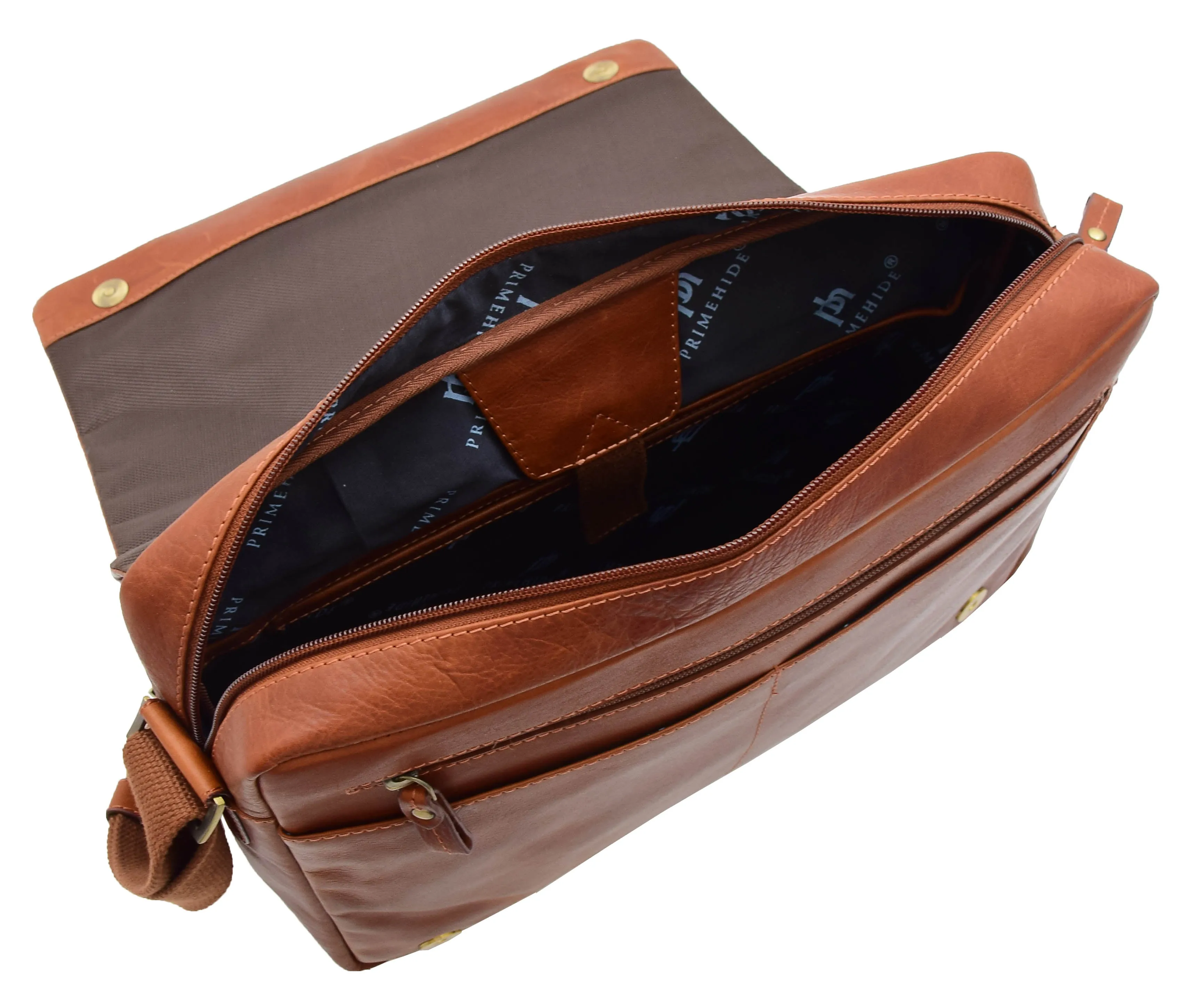 DR360 Men's Smart Casual Shoulder Leather Organiser Bag Chestnut