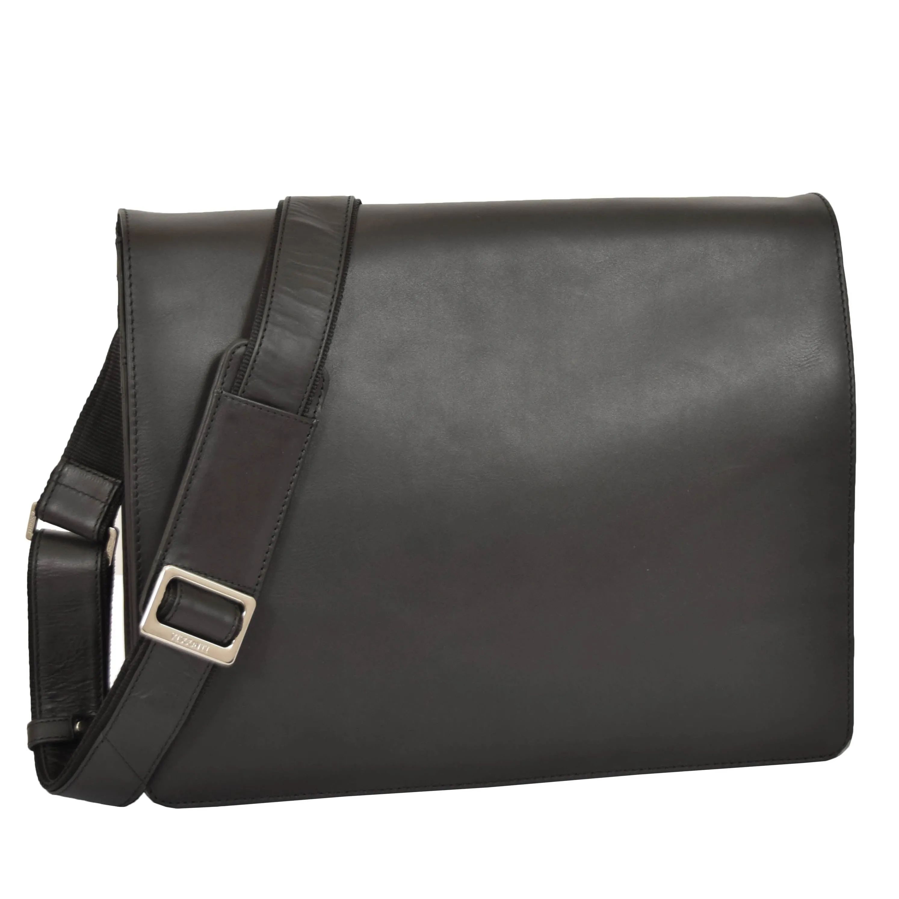 DR375 Men's Leather Cross Body Flap over Bag Black