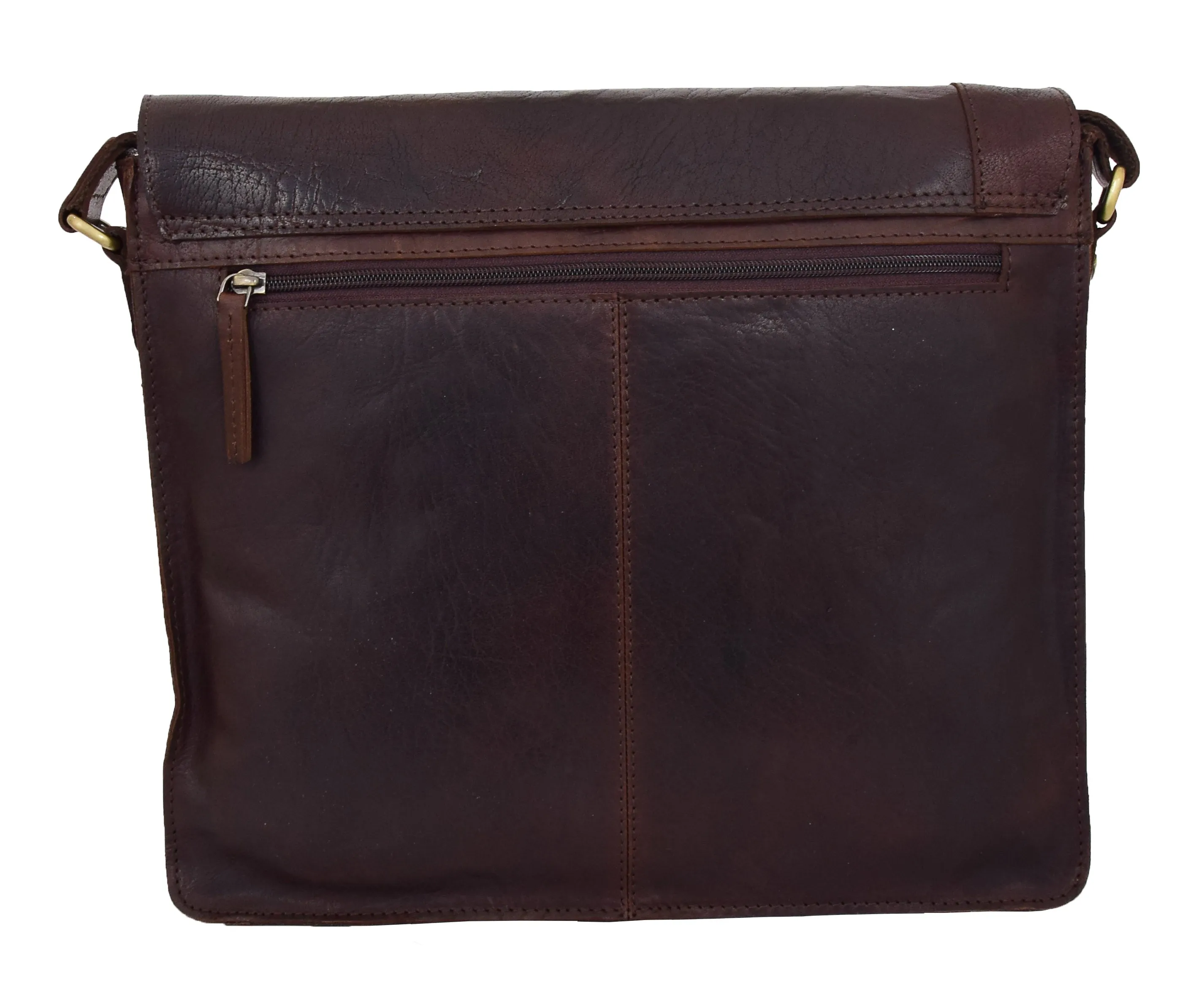 DR456 Men's Leather Flap Over Cross Body Bag Brown