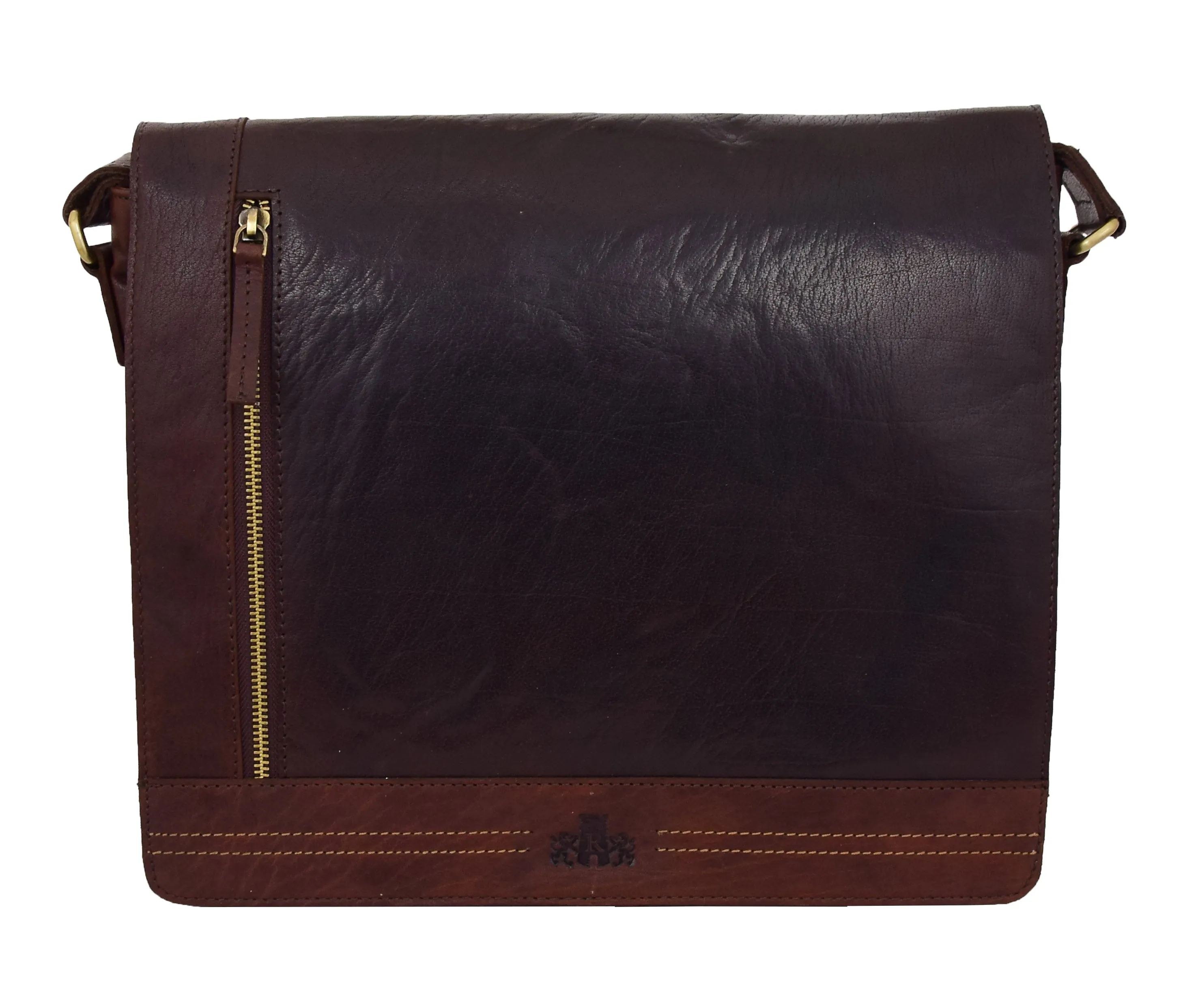 DR456 Men's Leather Flap Over Cross Body Bag Brown