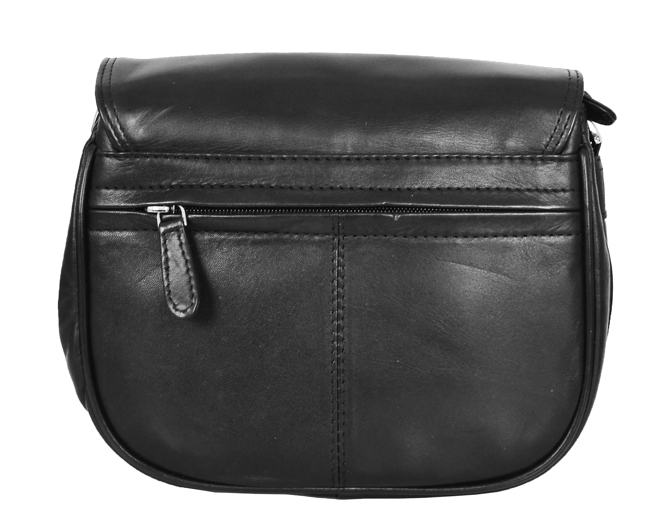 DR459 Women's Leather Cross Body Flap over Bag Black