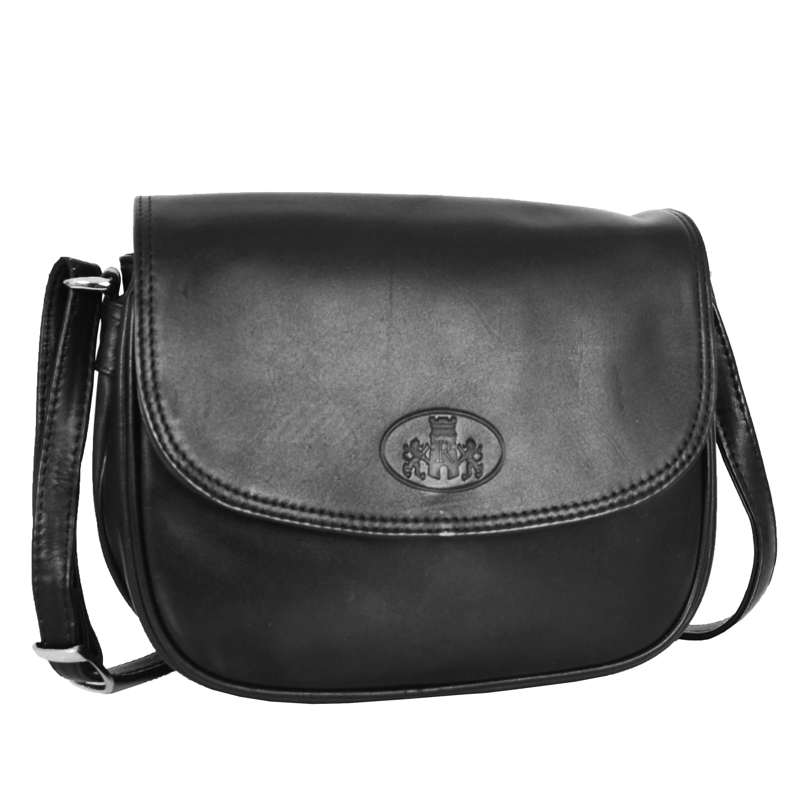 DR459 Women's Leather Cross Body Flap over Bag Black