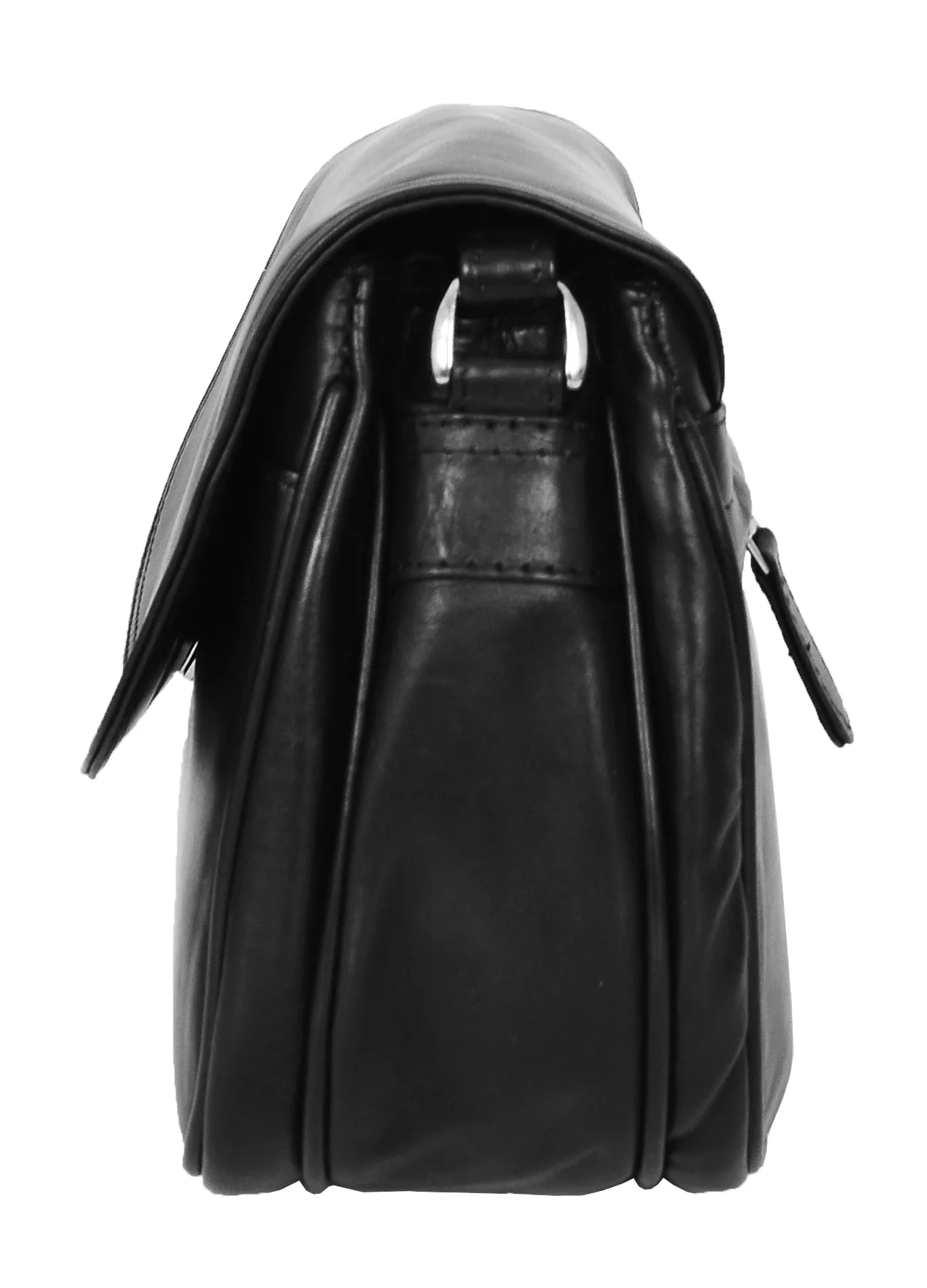 DR459 Women's Leather Cross Body Flap over Bag Black