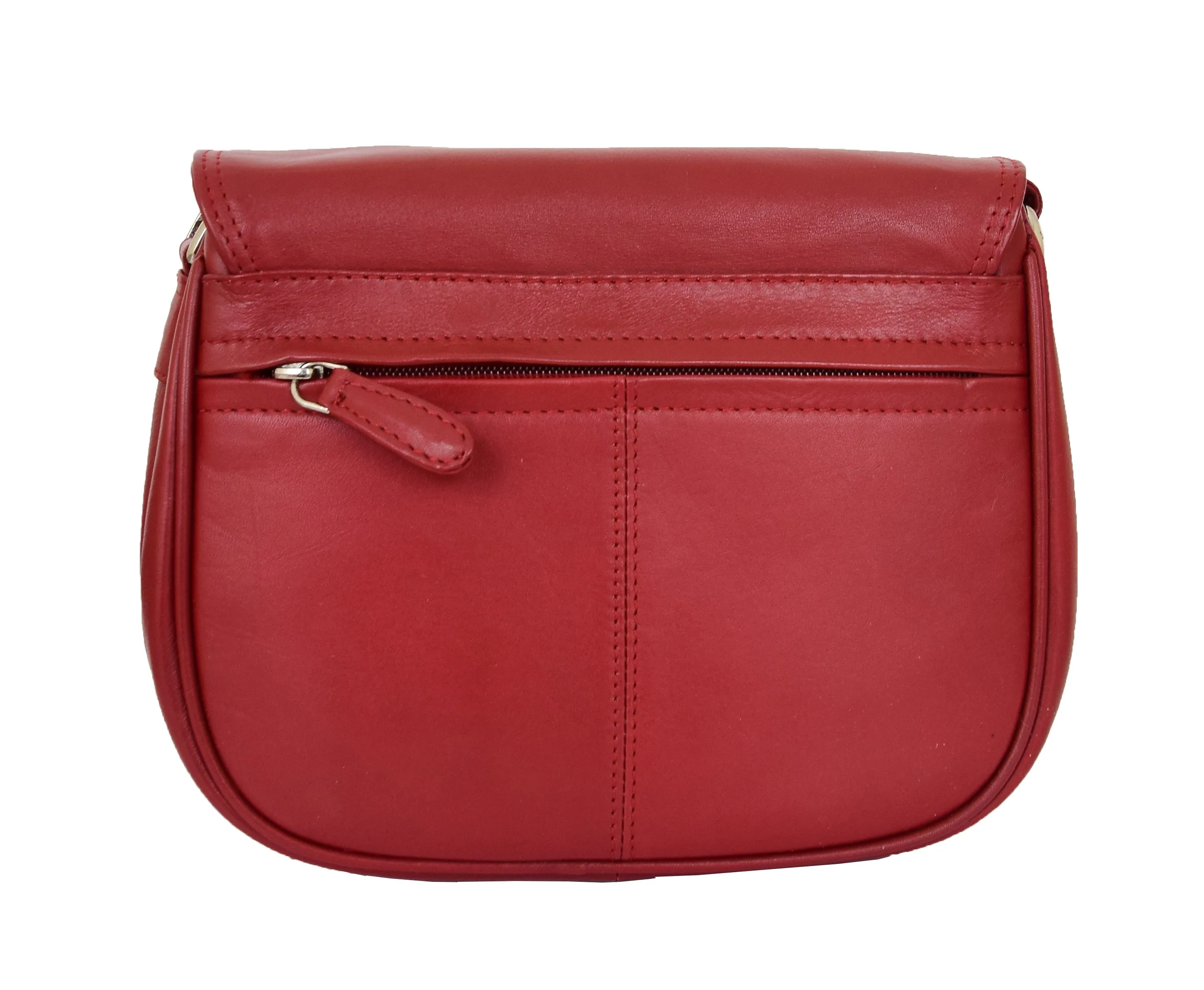 DR459 Women's Leather Cross Body Flap over Bag Red