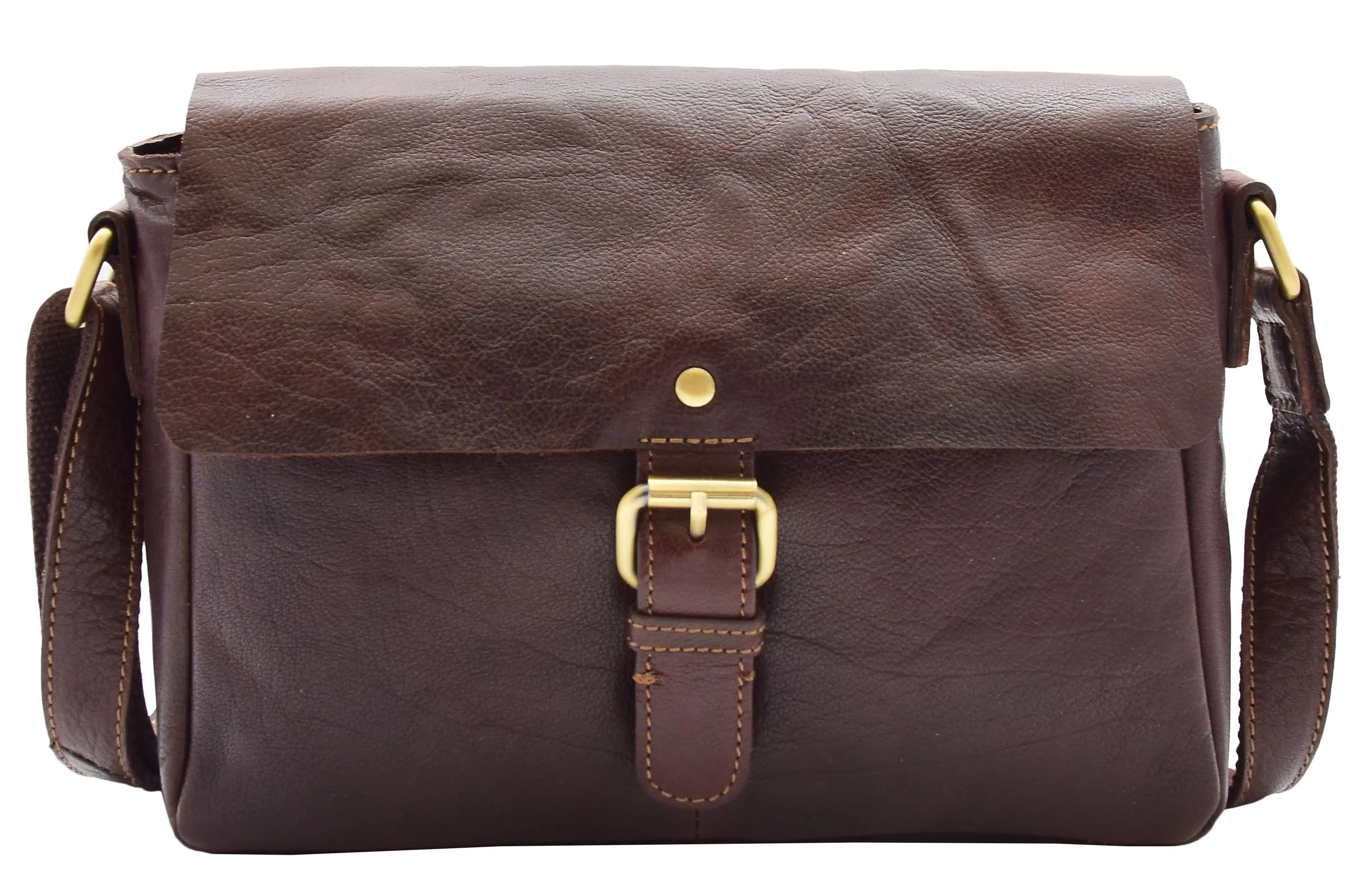 DR465 Women's Leather Classic Cross Body Shoulder Bag Brown