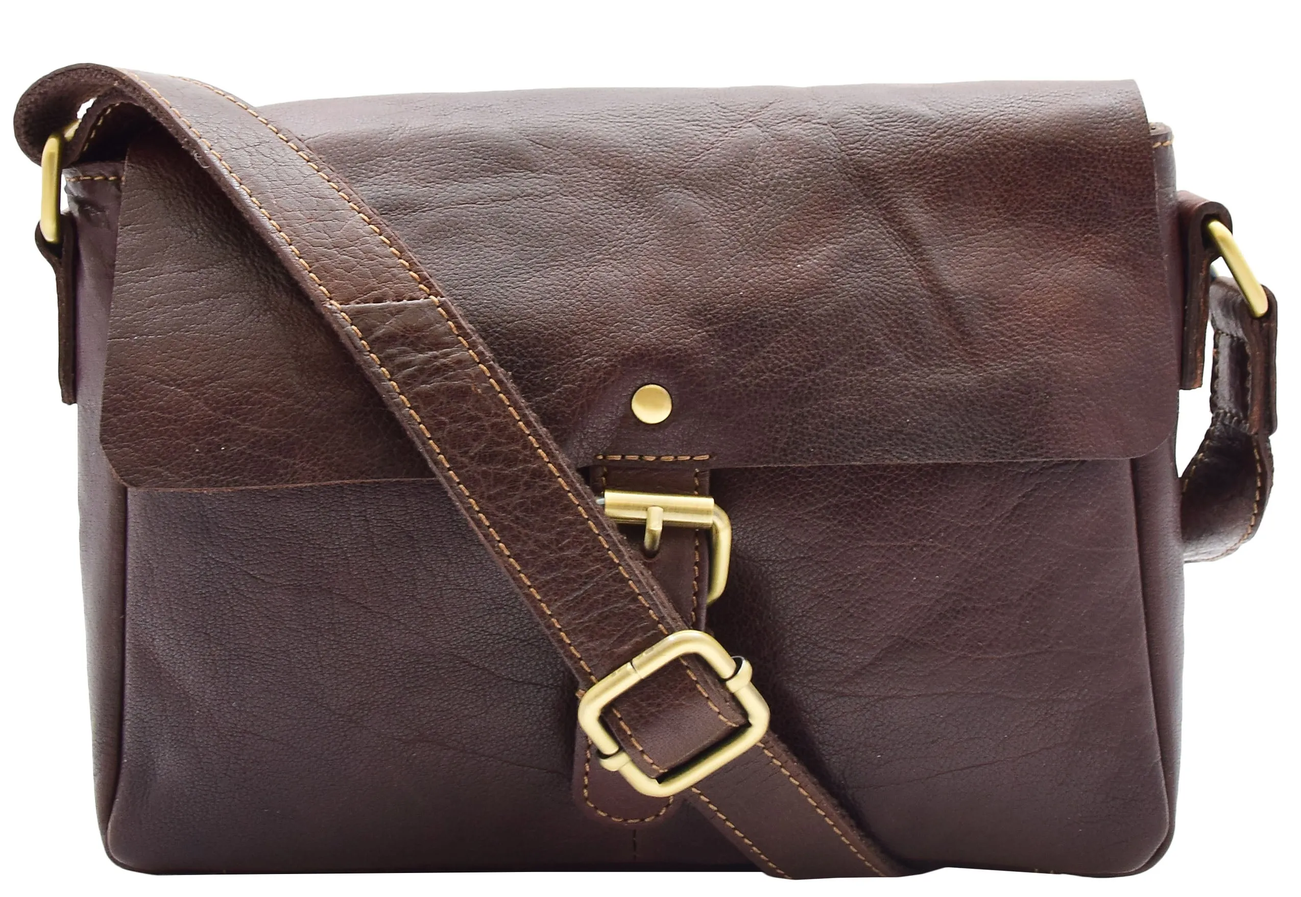 DR465 Women's Leather Classic Cross Body Shoulder Bag Brown