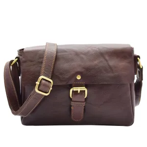 DR465 Women's Leather Classic Cross Body Shoulder Bag Brown