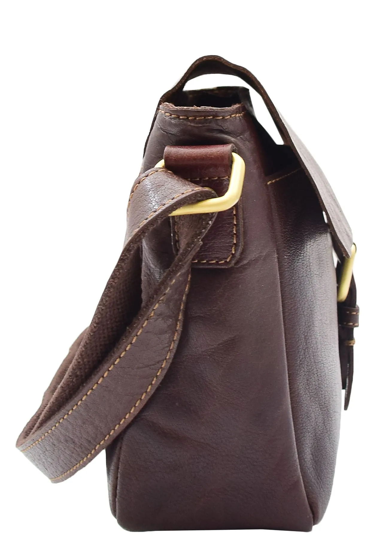 DR465 Women's Leather Classic Cross Body Shoulder Bag Brown