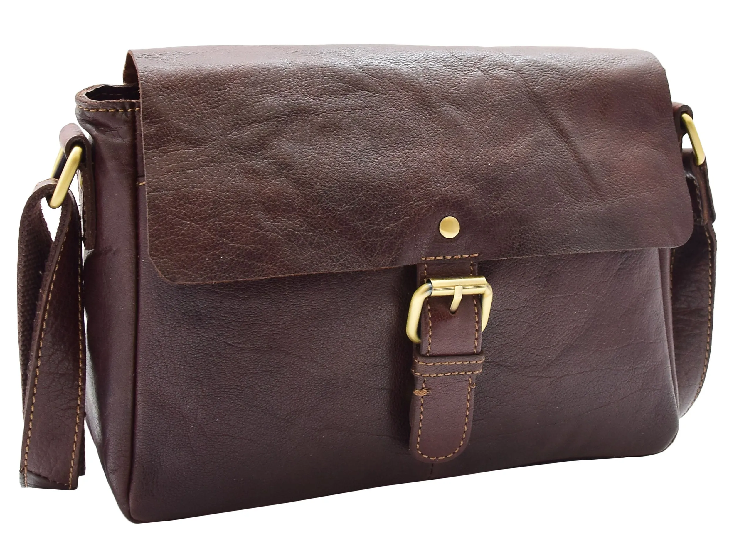 DR465 Women's Leather Classic Cross Body Shoulder Bag Brown