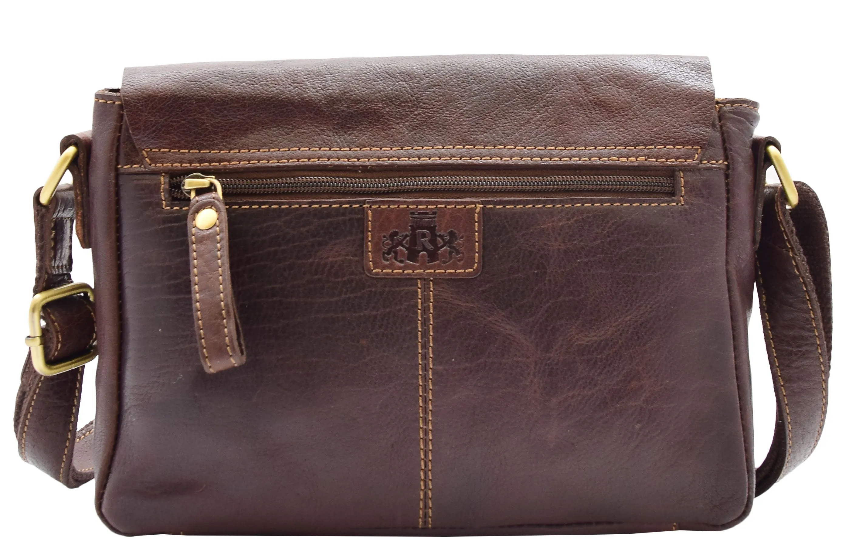 DR465 Women's Leather Classic Cross Body Shoulder Bag Brown