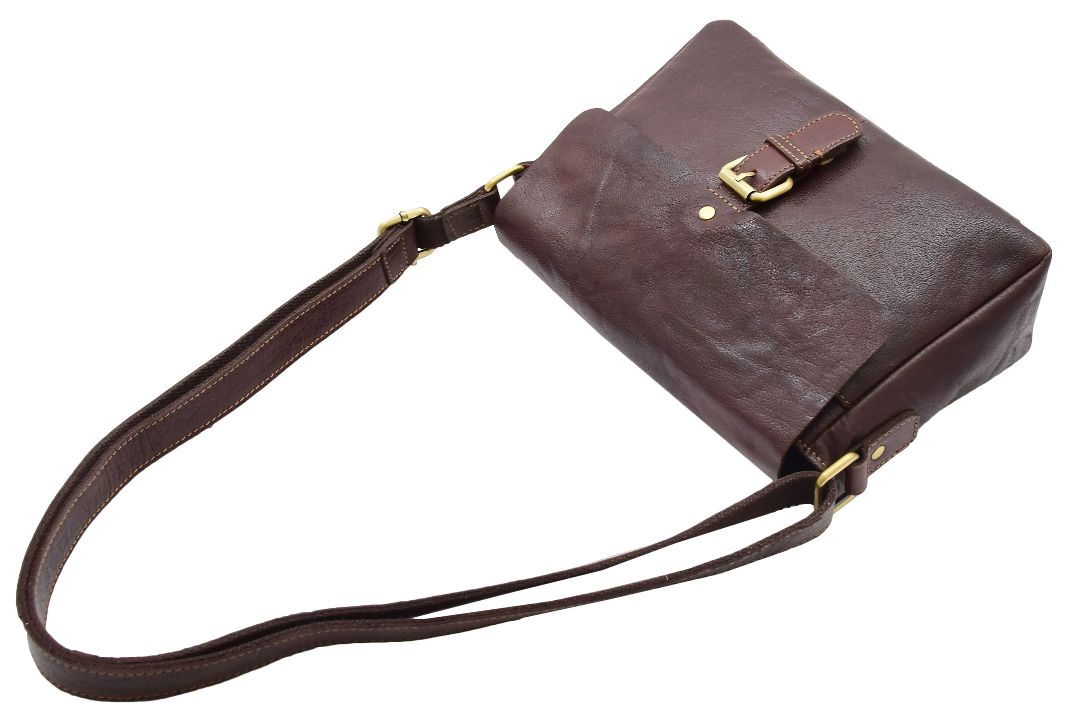 DR465 Women's Leather Classic Cross Body Shoulder Bag Brown