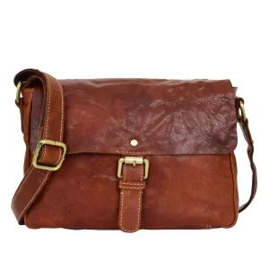DR465 Women's Leather Classic Cross Body Shoulder Bag Cognac