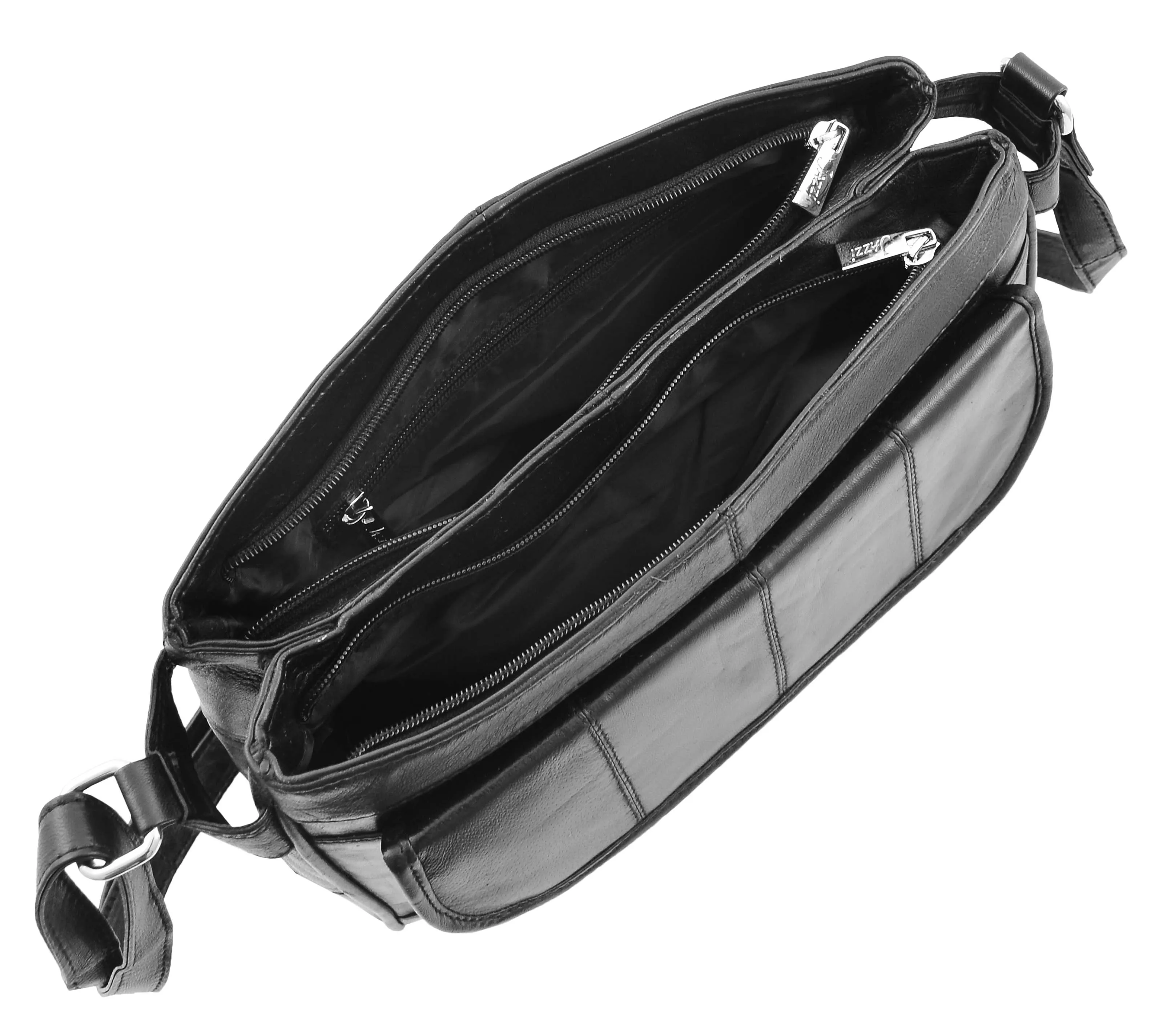 DR467 Women's Leather Cross Body Messenger Bag Black