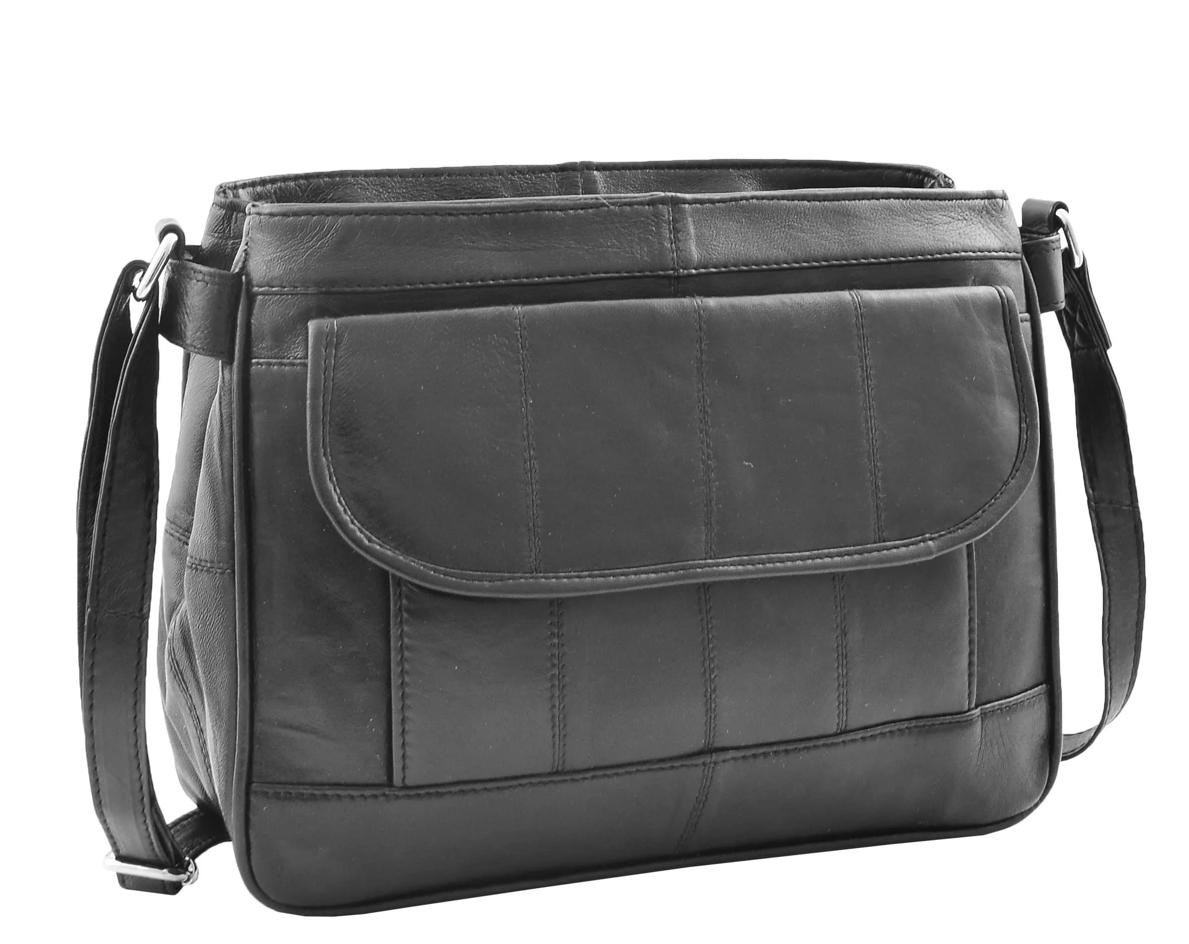 DR467 Women's Leather Cross Body Messenger Bag Black