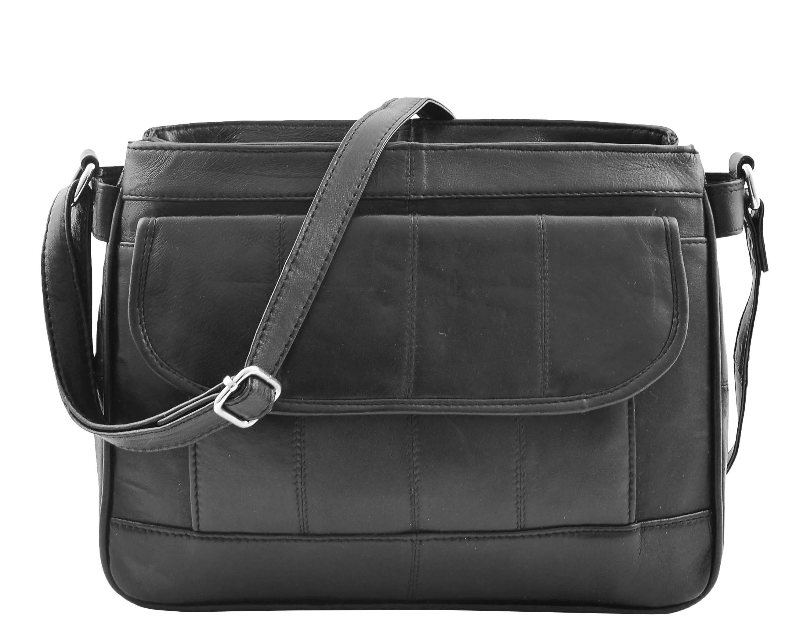 DR467 Women's Leather Cross Body Messenger Bag Black