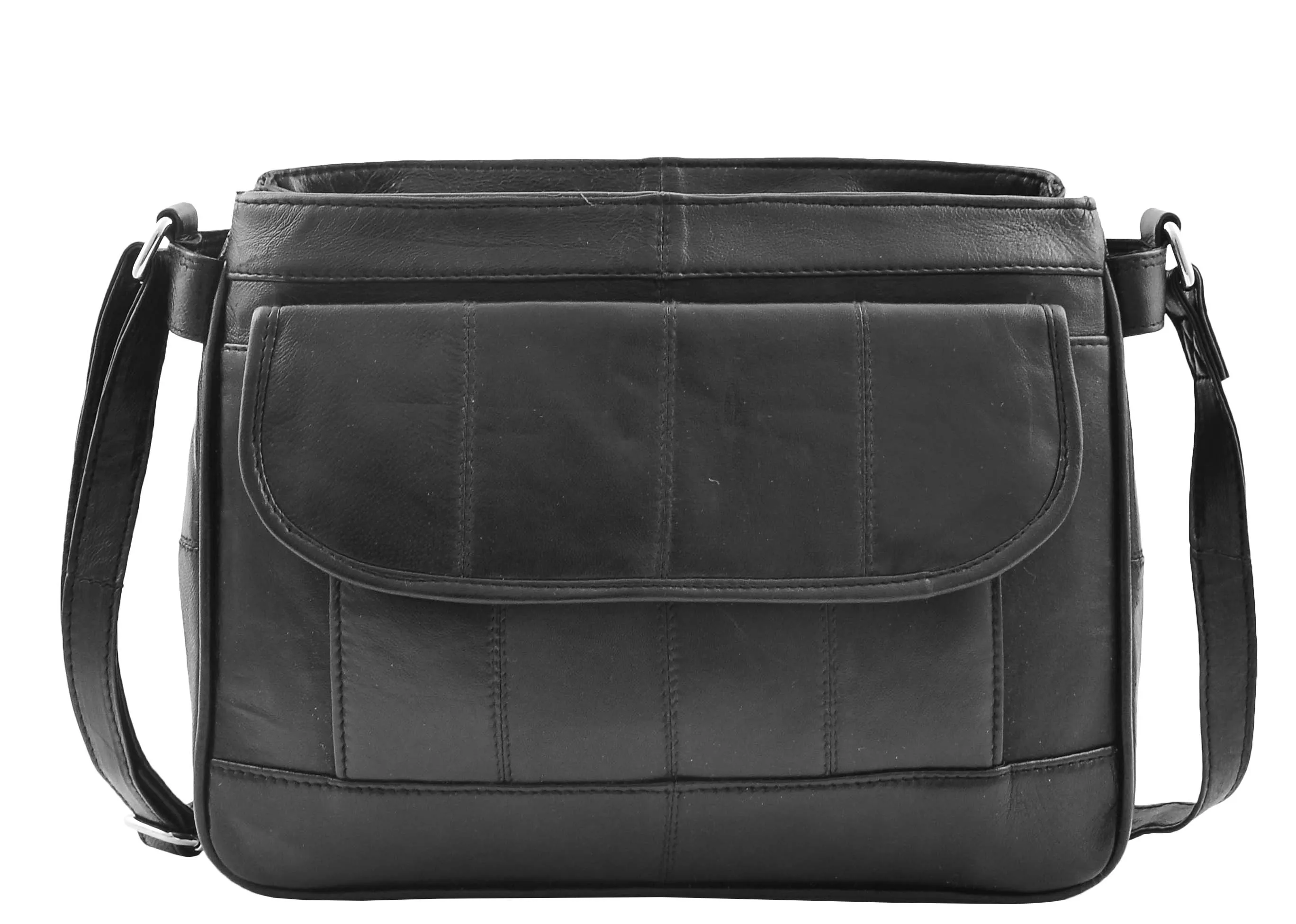 DR467 Women's Leather Cross Body Messenger Bag Black