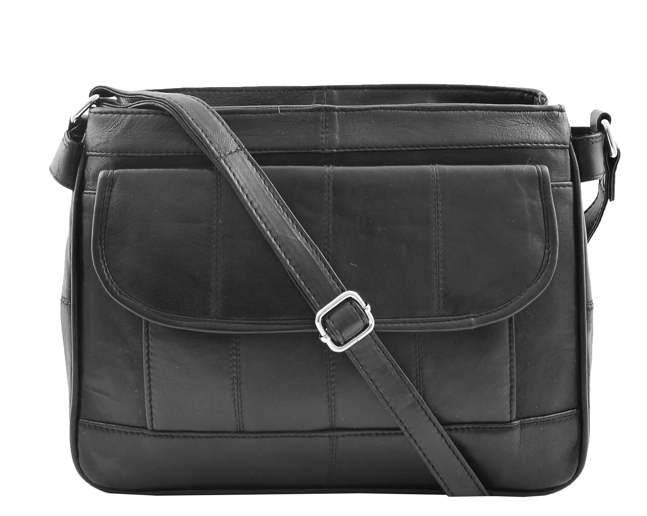 DR467 Women's Leather Cross Body Messenger Bag Black