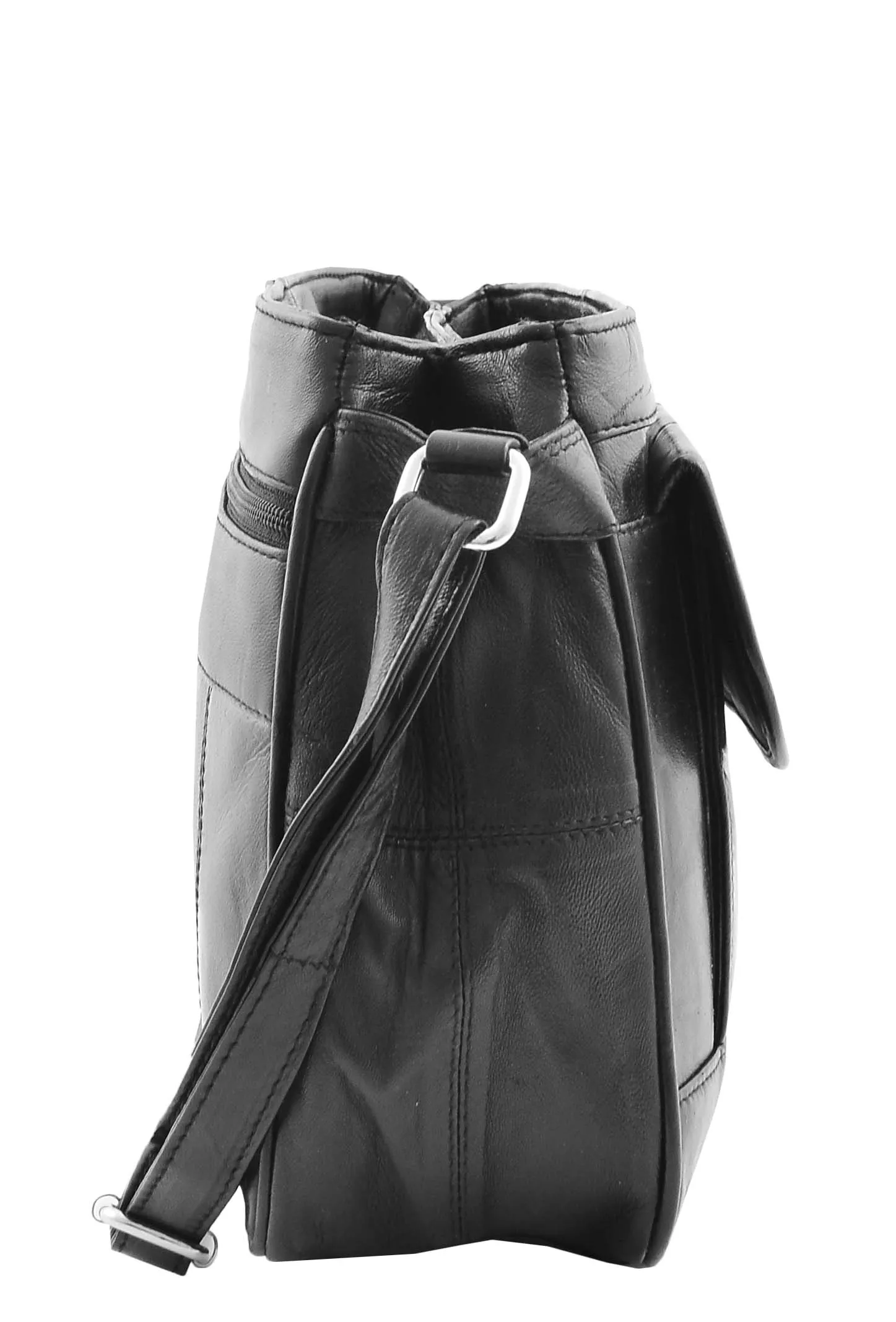 DR467 Women's Leather Cross Body Messenger Bag Black