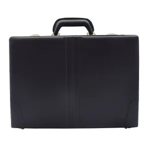 DR483 Faux Leather Briefcase Classic Traditional Attache Black