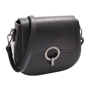 DR578 Women's Genuine Leather Small Sized Cross Body Bag Black