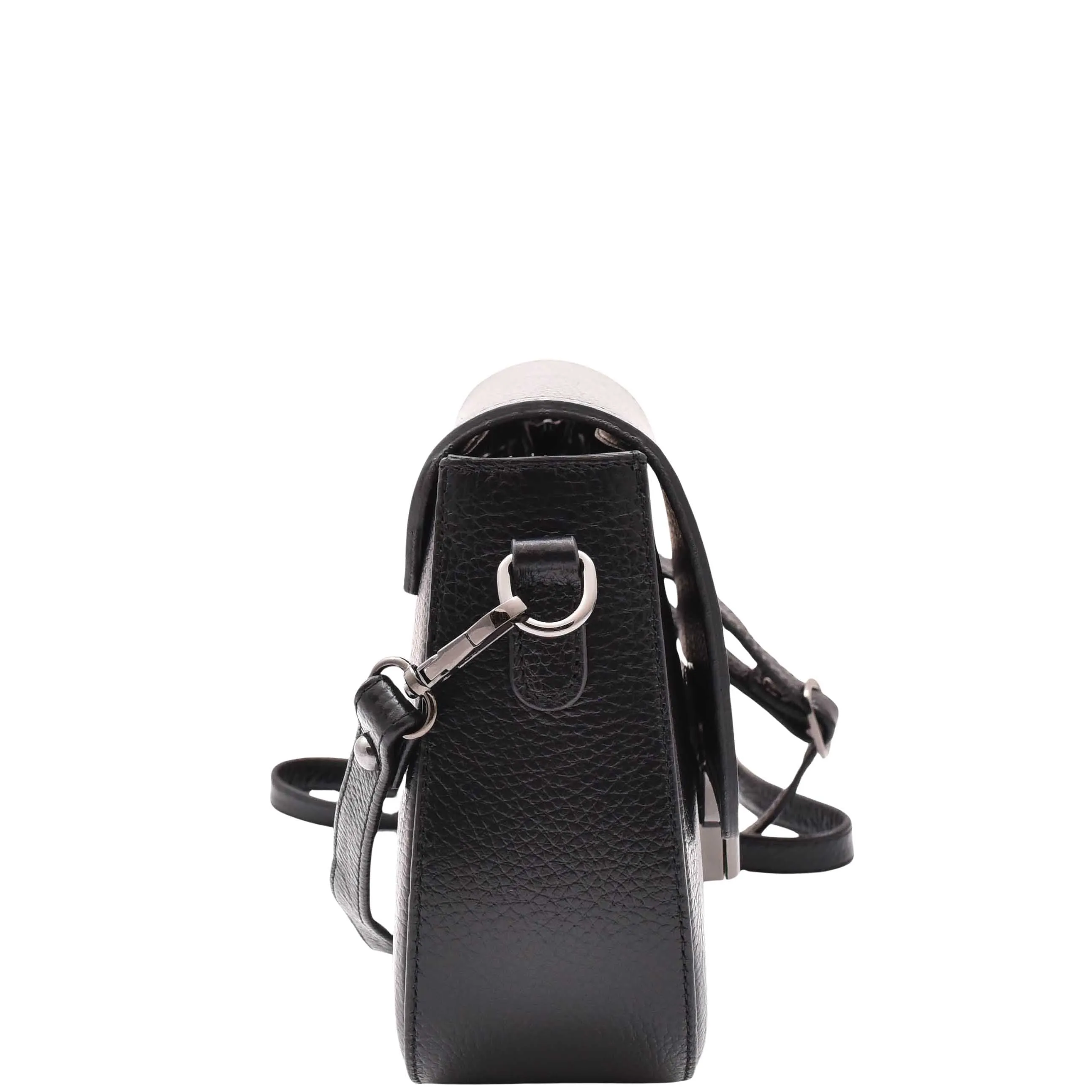 DR578 Women's Genuine Leather Small Sized Cross Body Bag Black