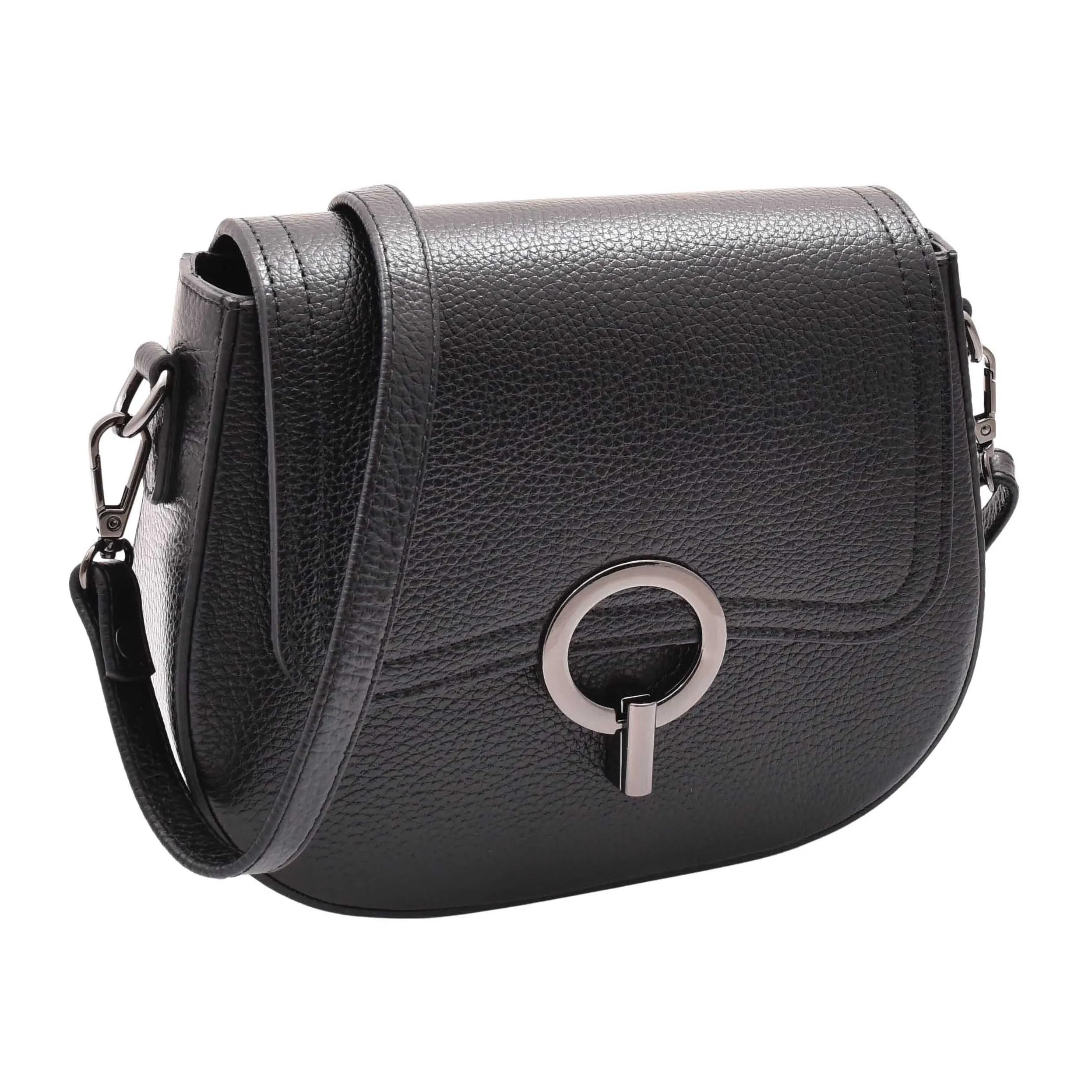 DR578 Women's Genuine Leather Small Sized Cross Body Bag Black