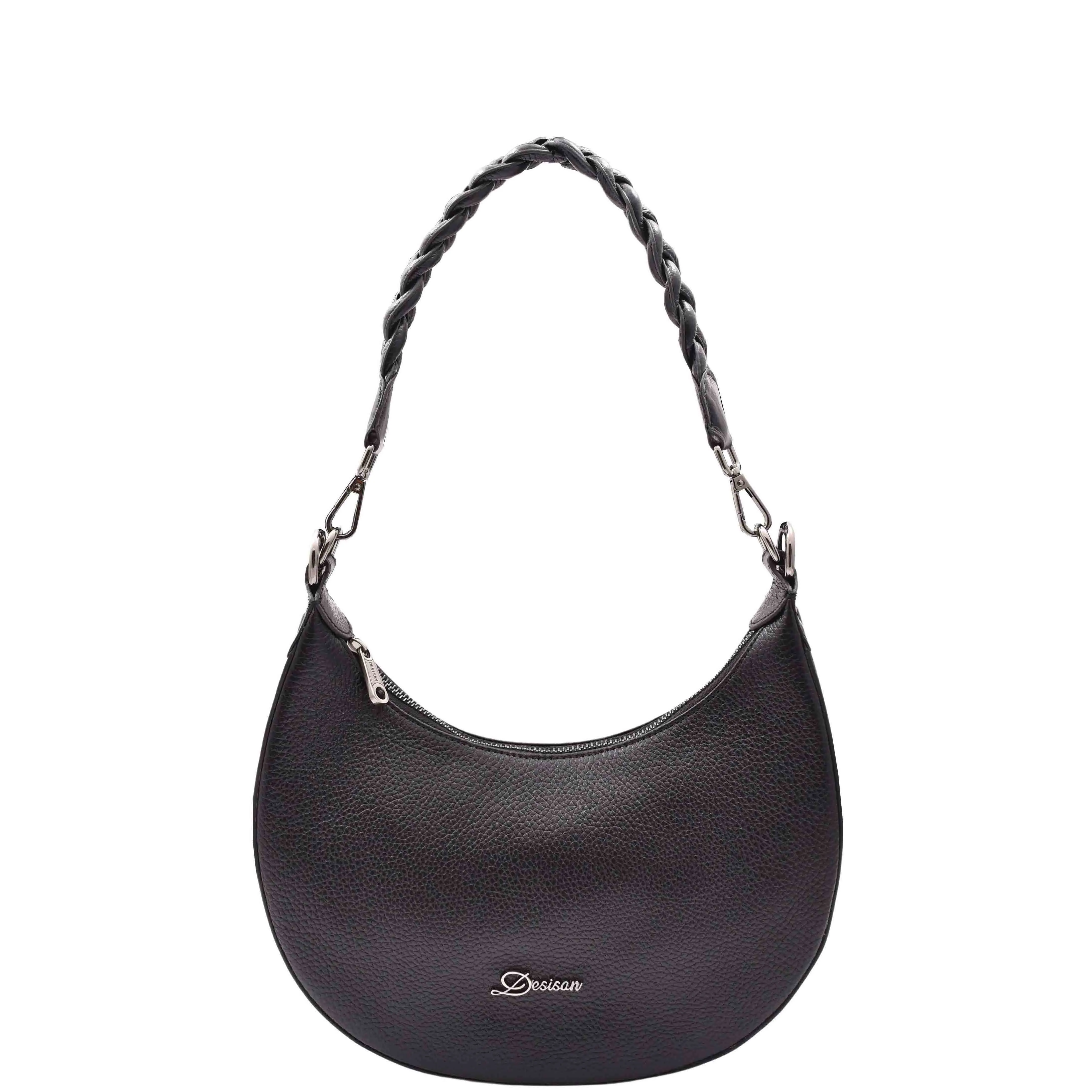 DR579 Women's Leather Cross Body Bag With Twist Handle Strap Black