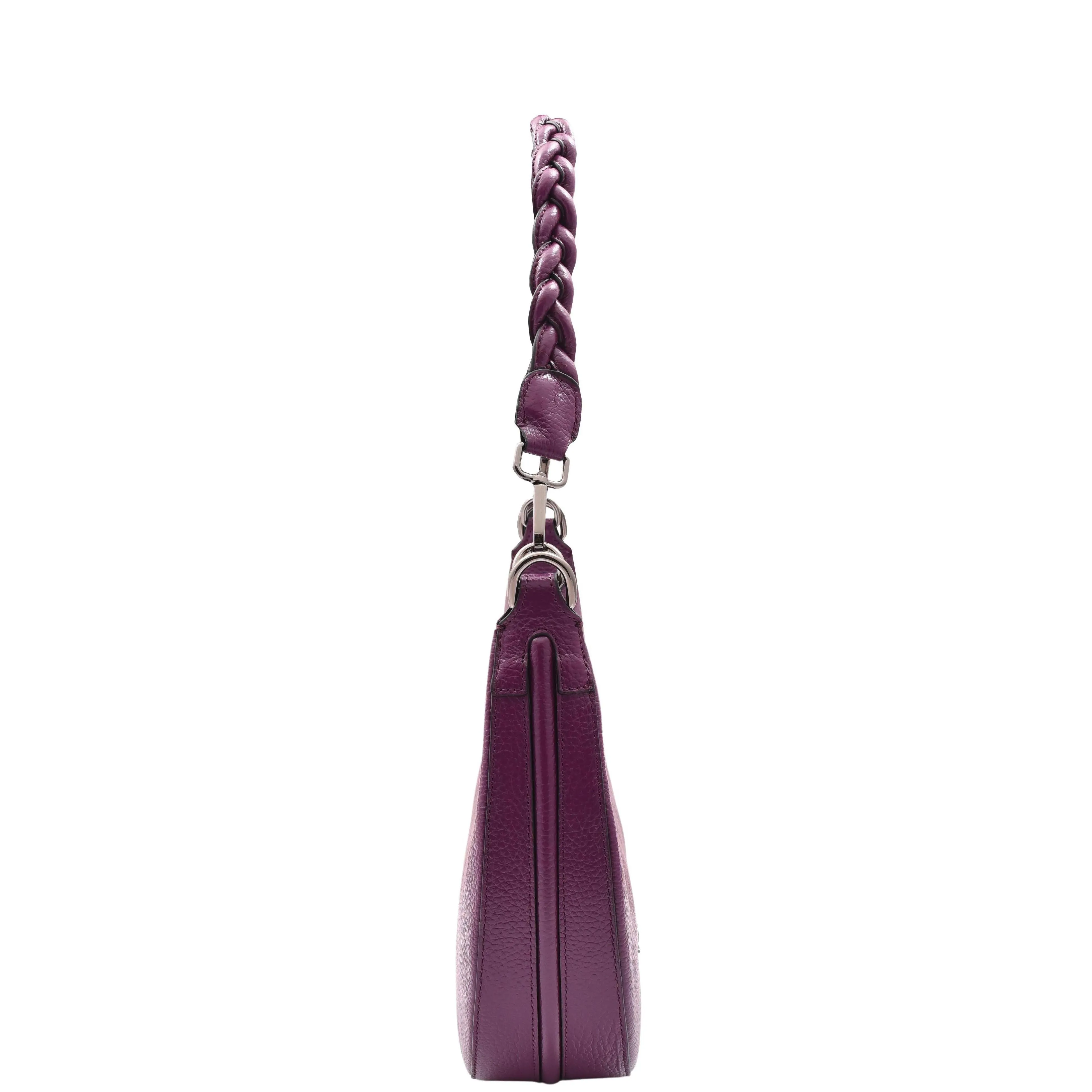 DR579 Women's Leather Cross Body Bag With Twist Handle Strap Purple