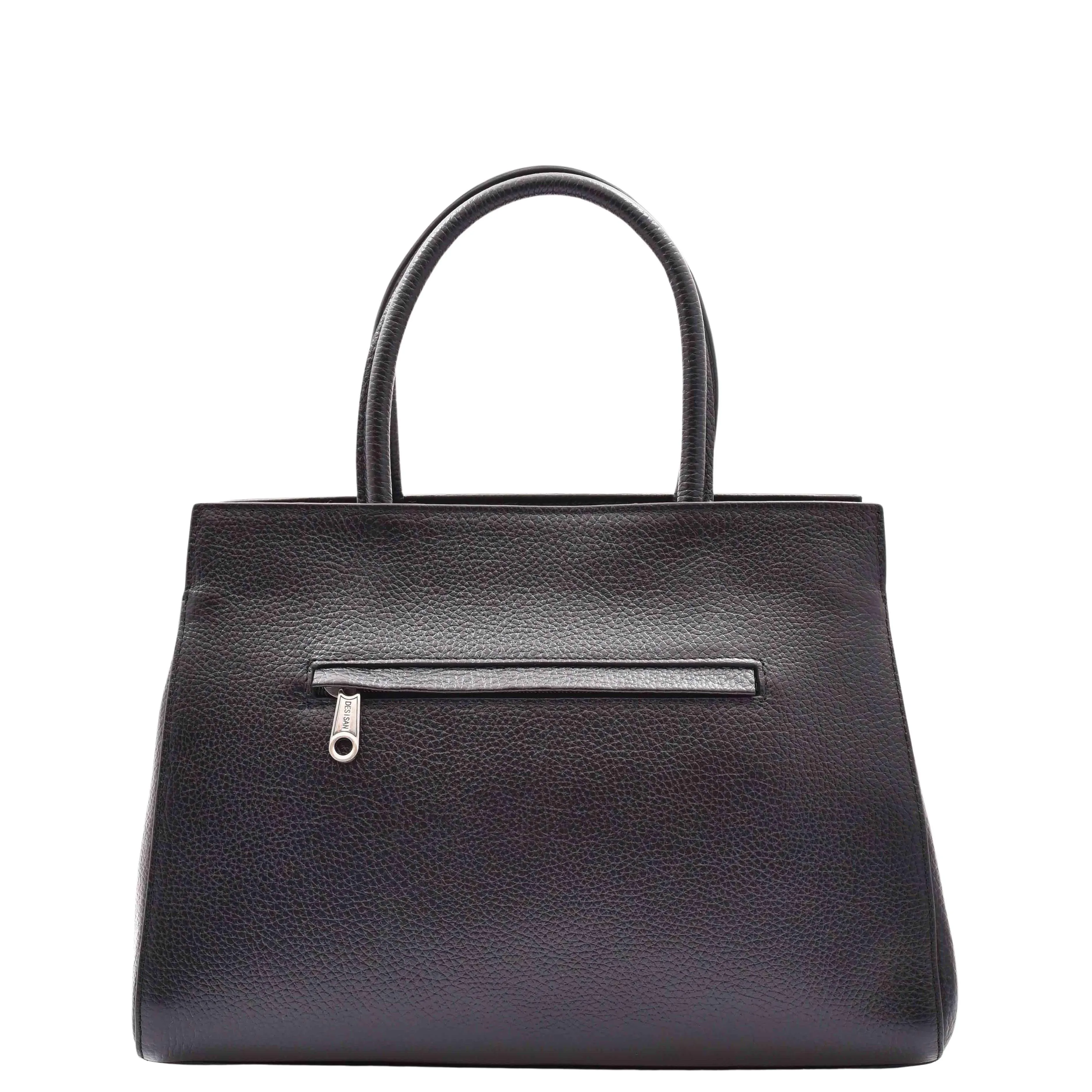 DR580 Women's Genuine Leather Long Strap Croc Print Handbag Black