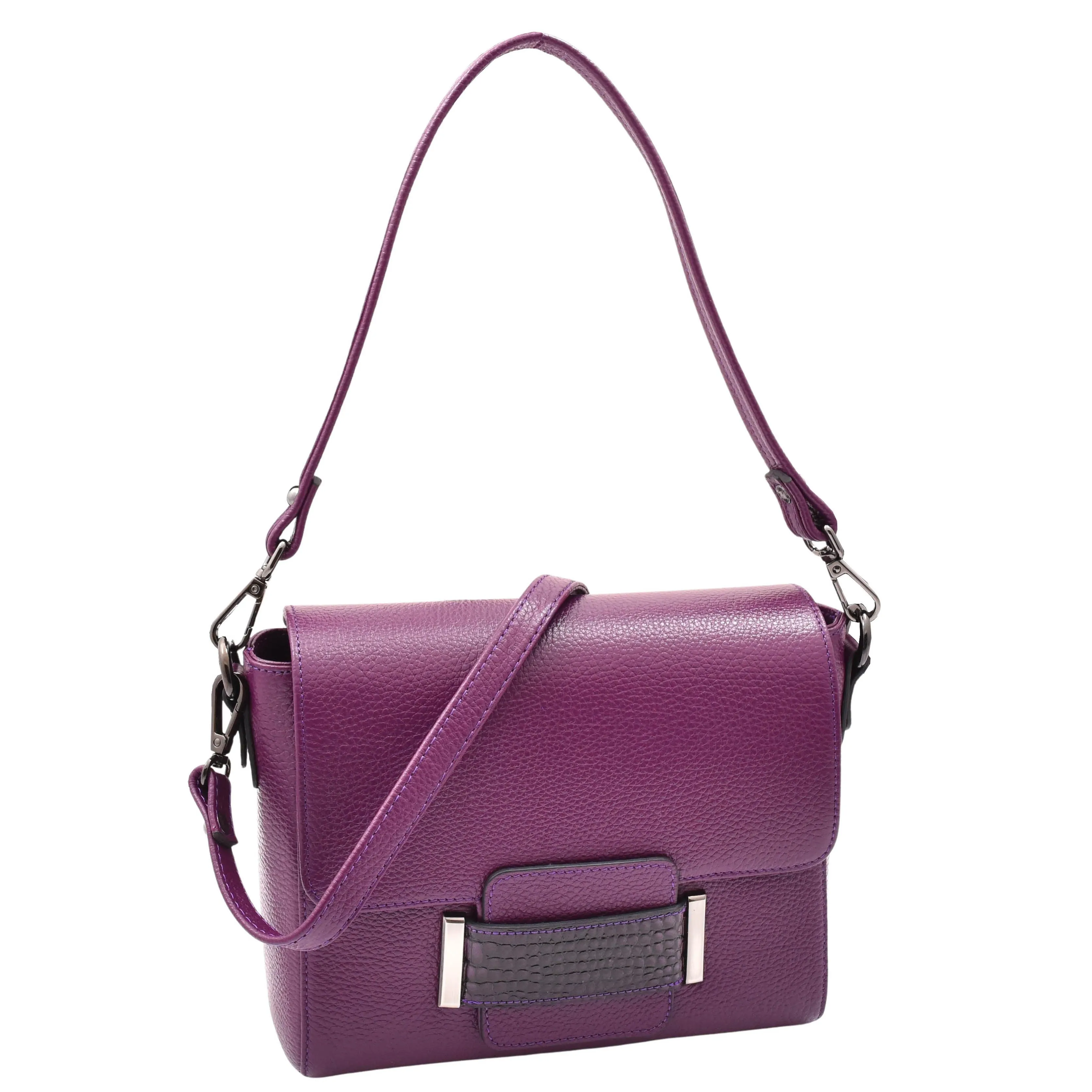 DR582 Women's Leather Adjustable Shoulder Strap Messenger Bag Purple