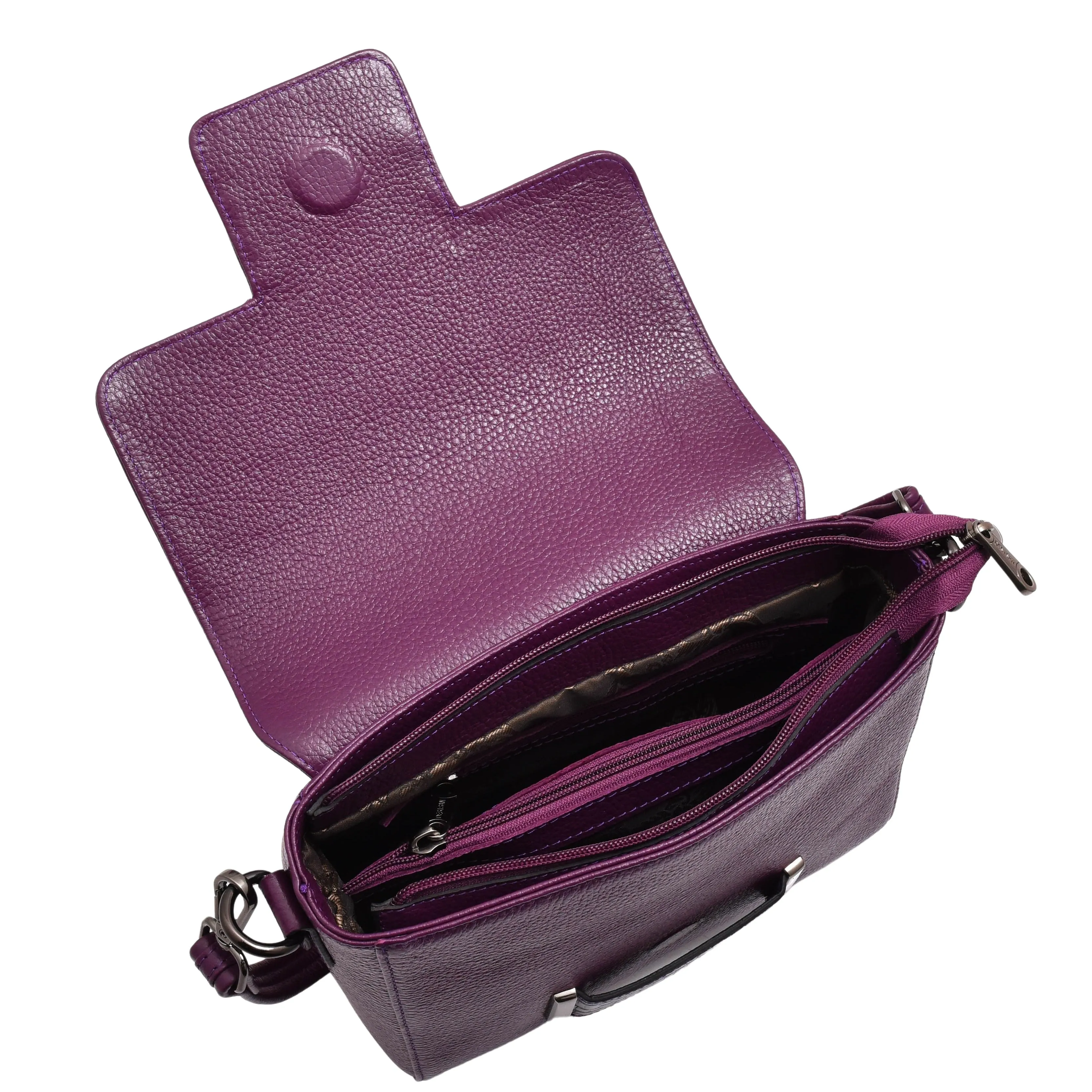 DR582 Women's Leather Adjustable Shoulder Strap Messenger Bag Purple