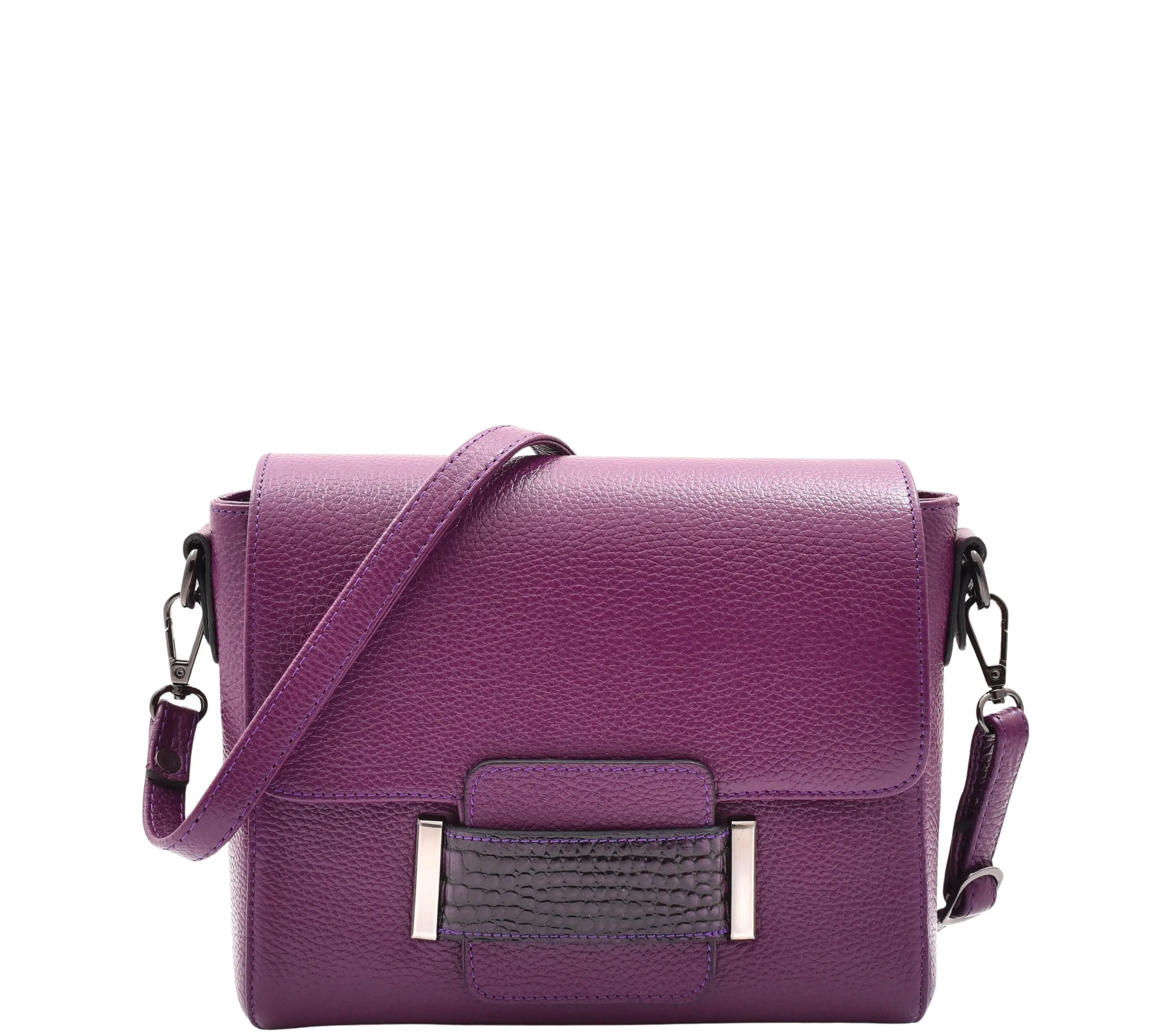 DR582 Women's Leather Adjustable Shoulder Strap Messenger Bag Purple