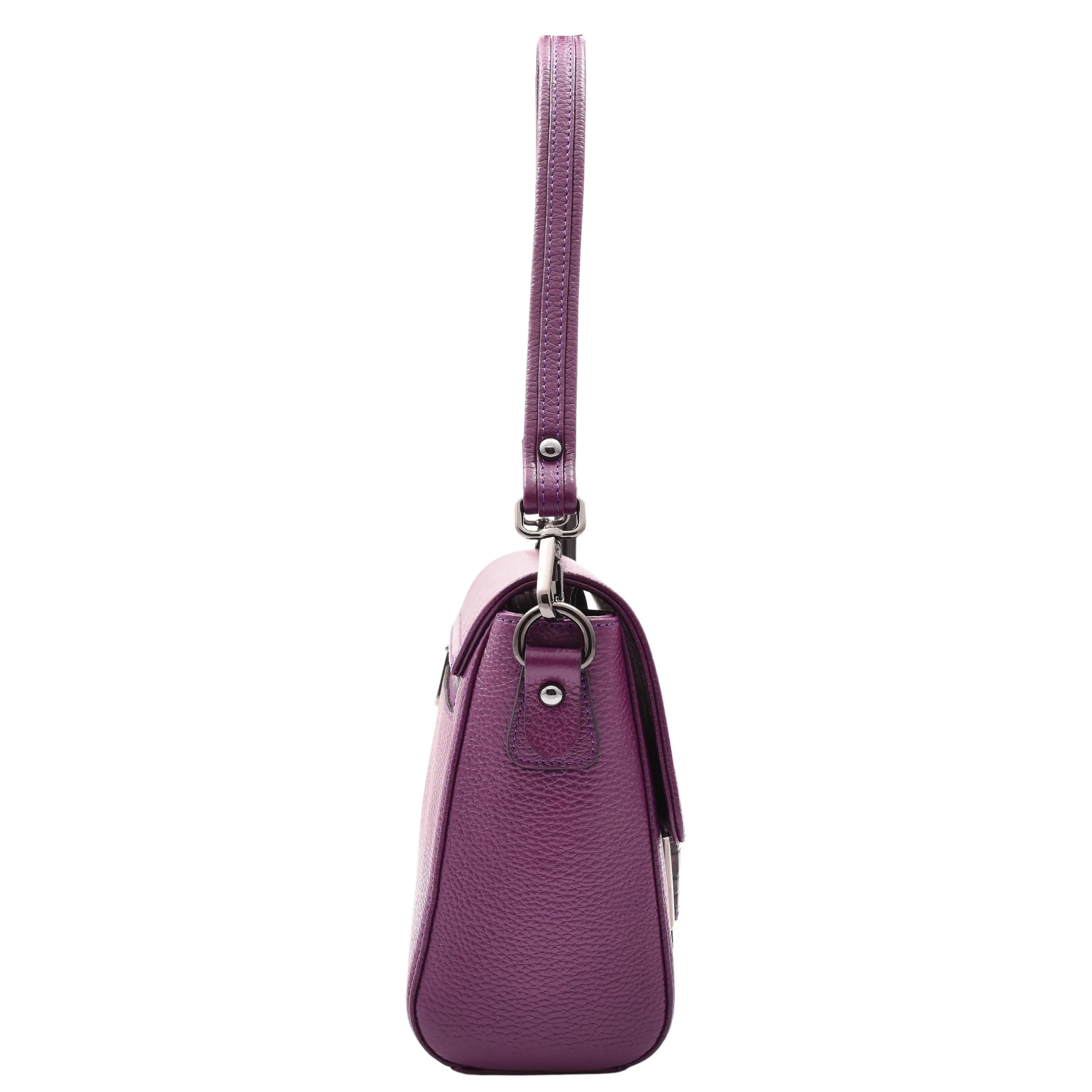 DR582 Women's Leather Adjustable Shoulder Strap Messenger Bag Purple
