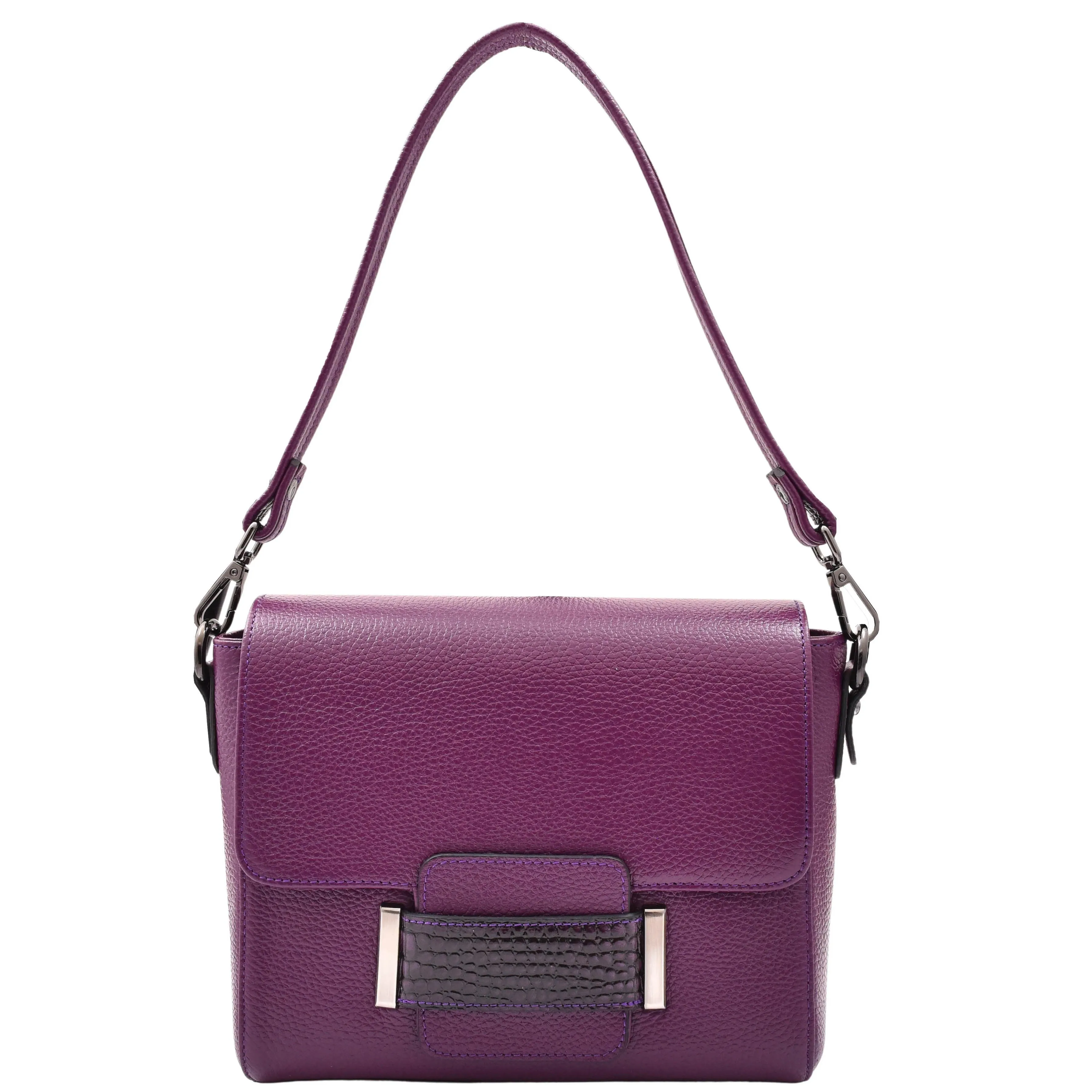 DR582 Women's Leather Adjustable Shoulder Strap Messenger Bag Purple