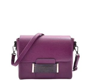 DR582 Women's Leather Adjustable Shoulder Strap Messenger Bag Purple