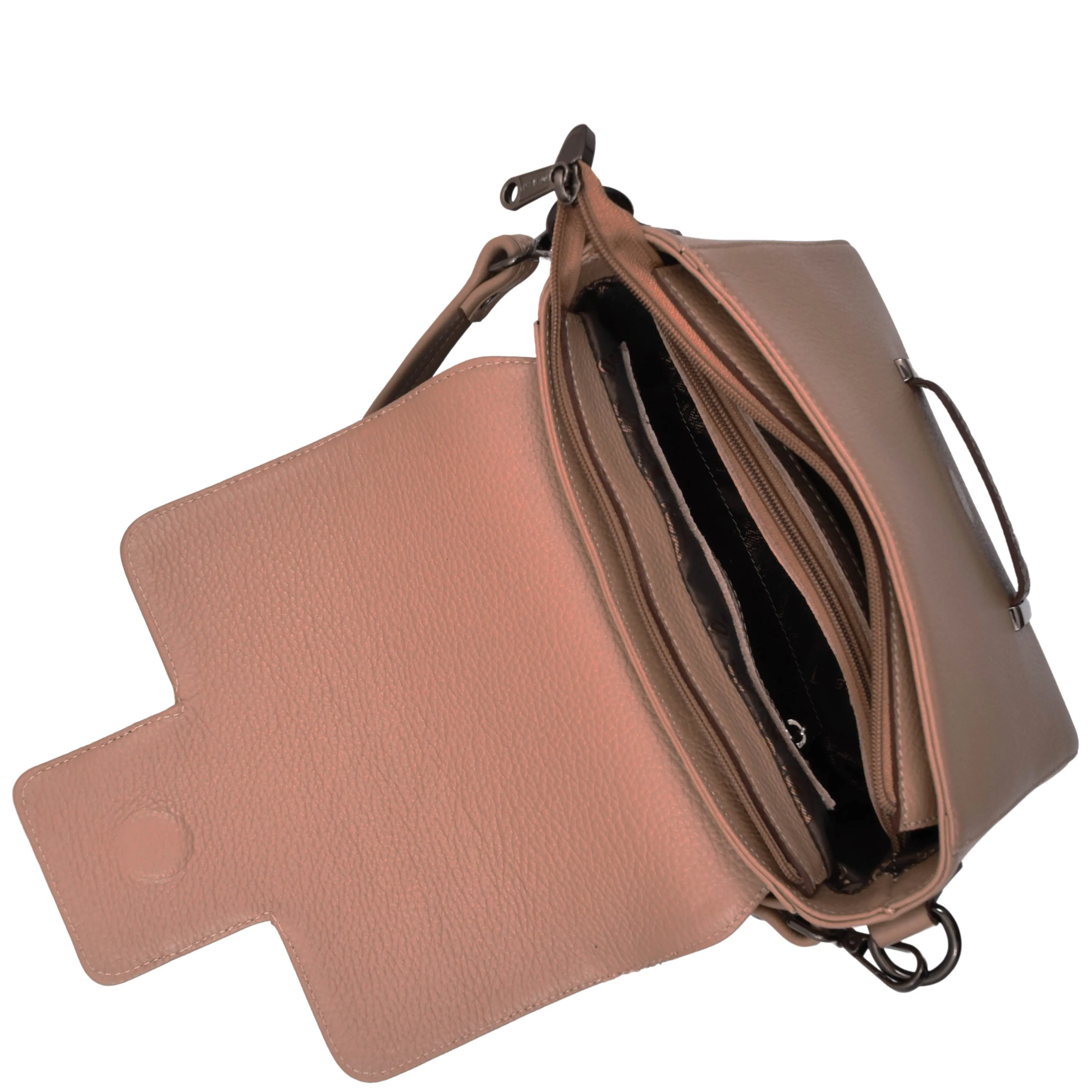 DR582 Women's Leather Adjustable Shoulder Strap Messenger Bag Taupe