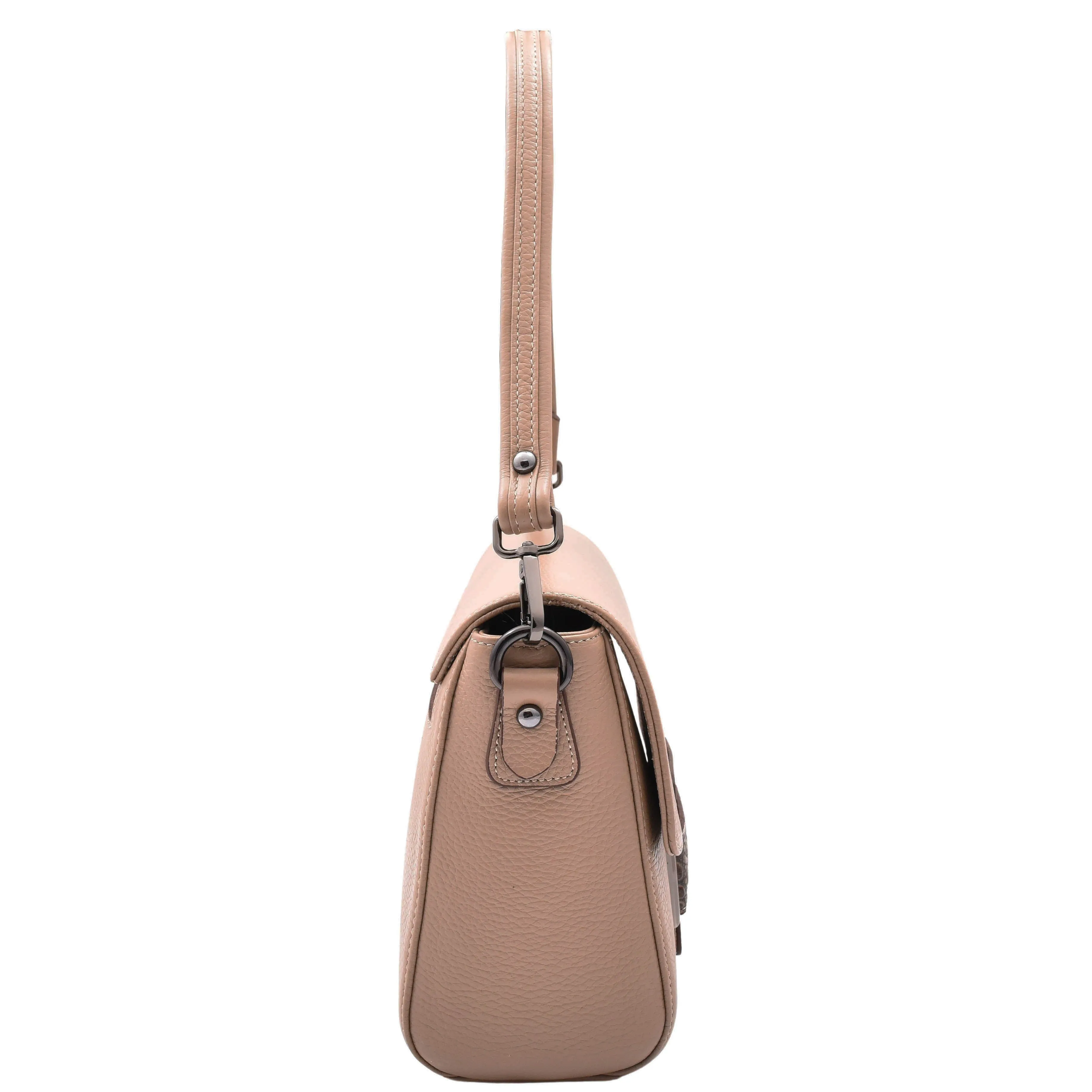DR582 Women's Leather Adjustable Shoulder Strap Messenger Bag Taupe