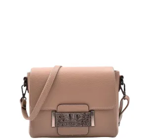 DR582 Women's Leather Adjustable Shoulder Strap Messenger Bag Taupe