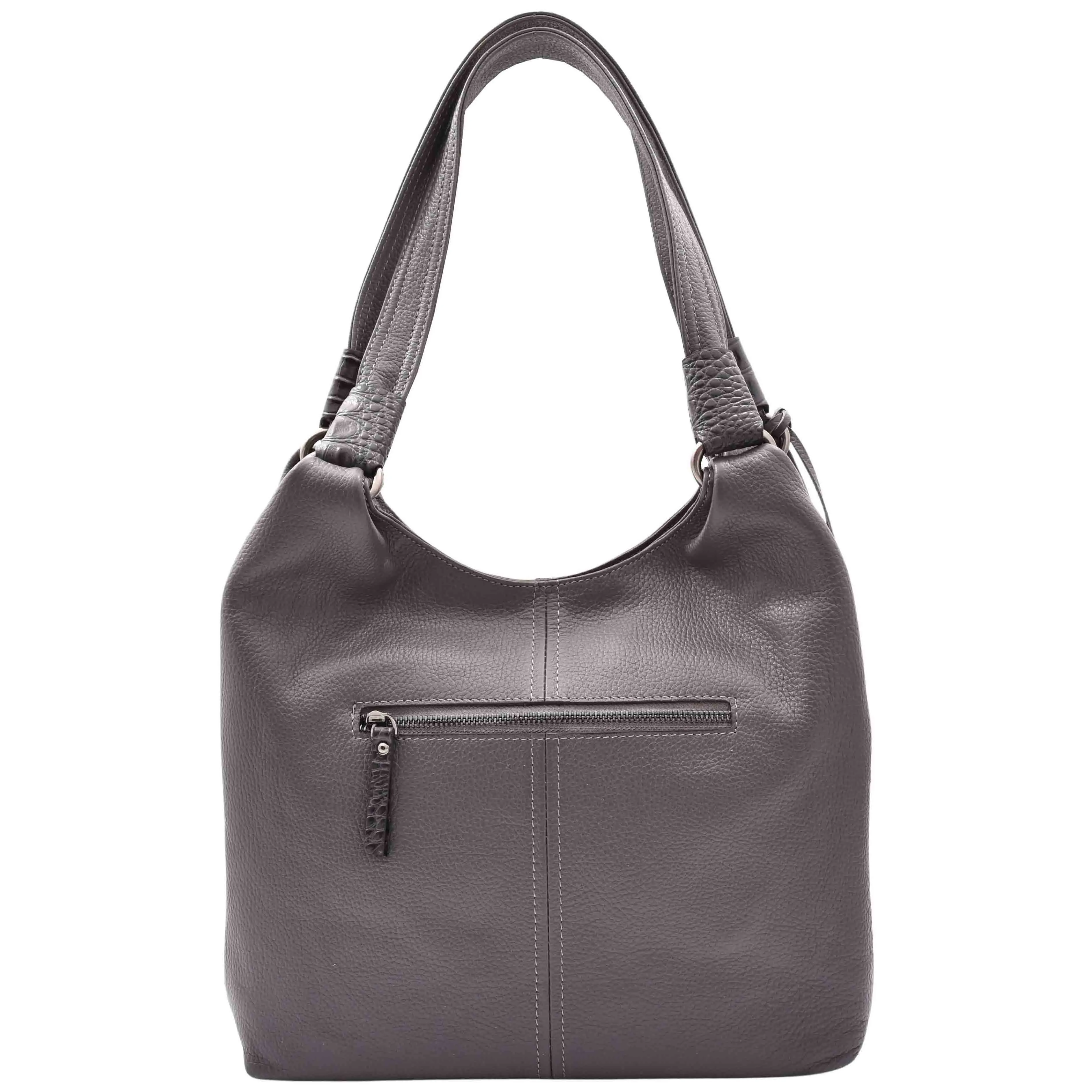 DR583 Women's Large Leather Hobo Bag With Zip Opening Grey