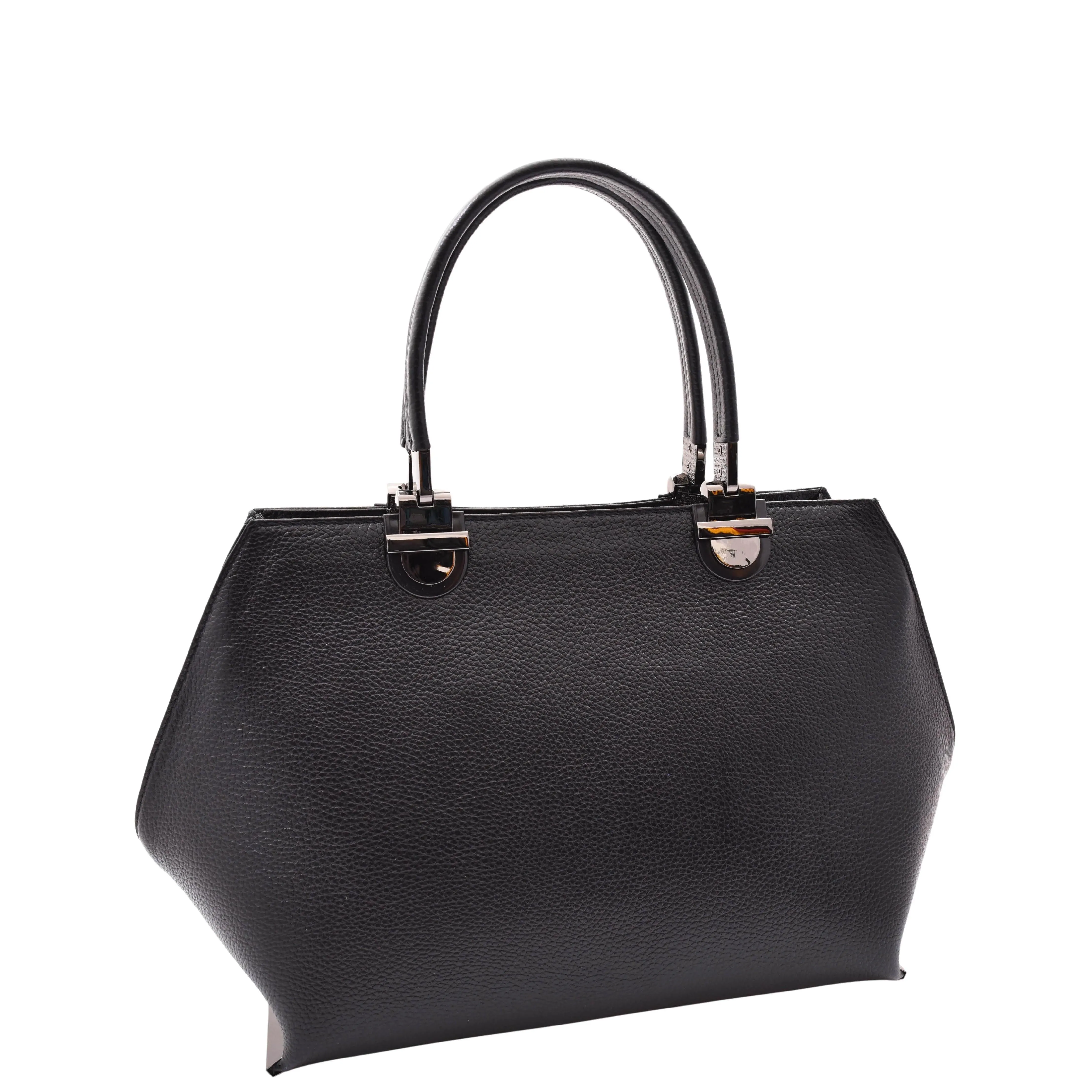 DR585 Women's Large Shoulder Bag With Classic Zip Opening Black