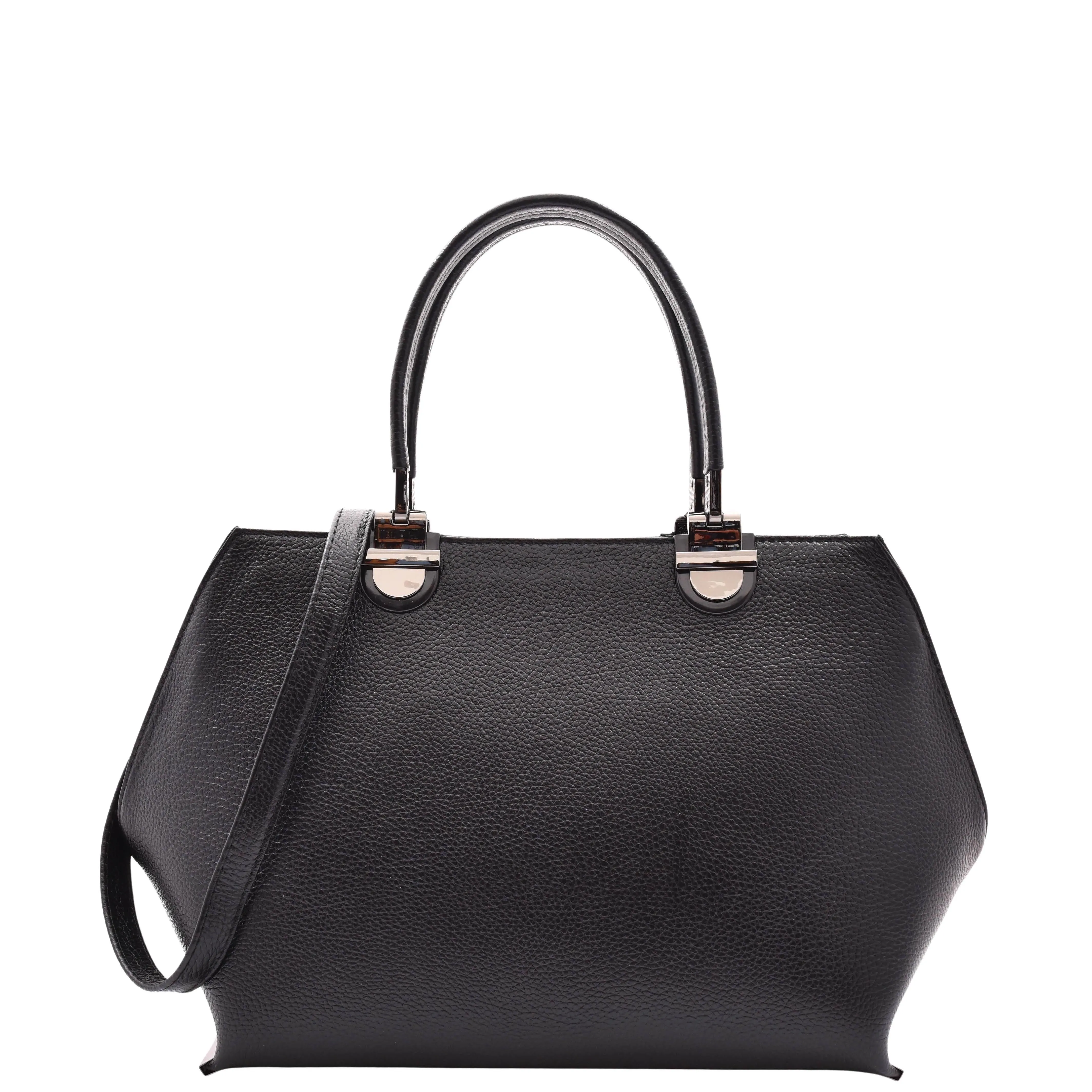 DR585 Women's Large Shoulder Bag With Classic Zip Opening Black