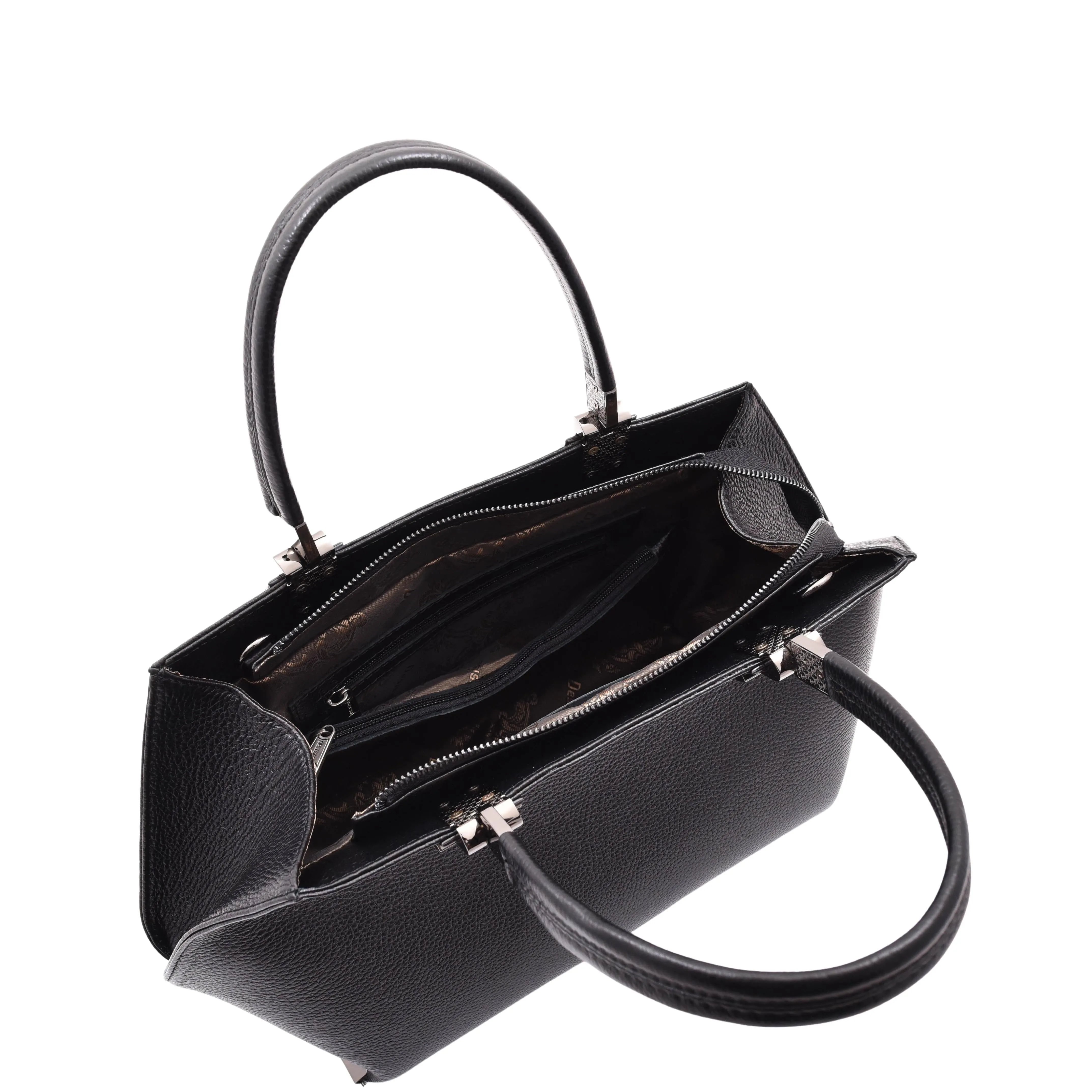 DR585 Women's Large Shoulder Bag With Classic Zip Opening Black